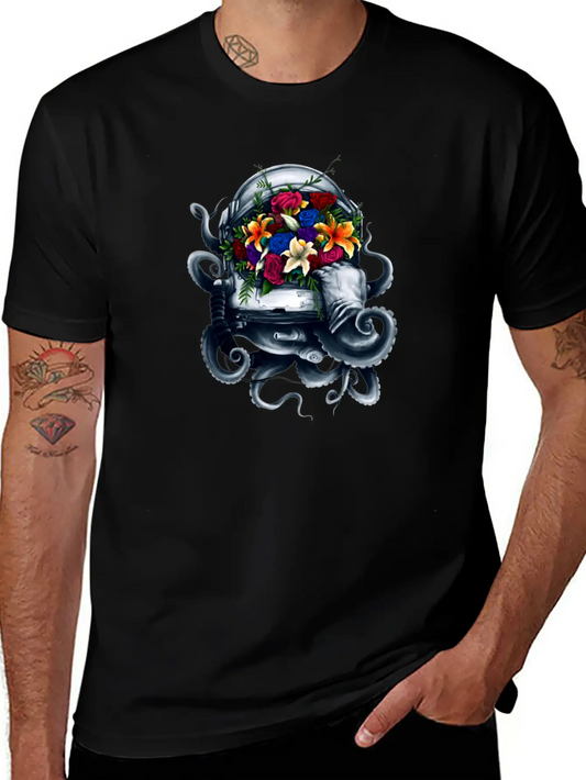 Space Bloom, Space Flower Bloom Unisex Casual T-Shirt – Clean Design For Daily Comfort