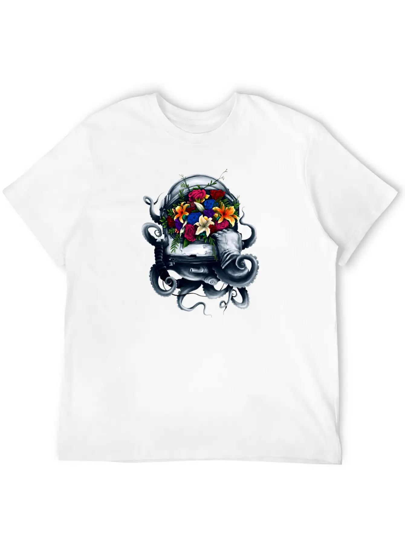 Space Bloom, Space Flower Bloom Unisex Casual T-Shirt – Clean Design For Daily Comfort