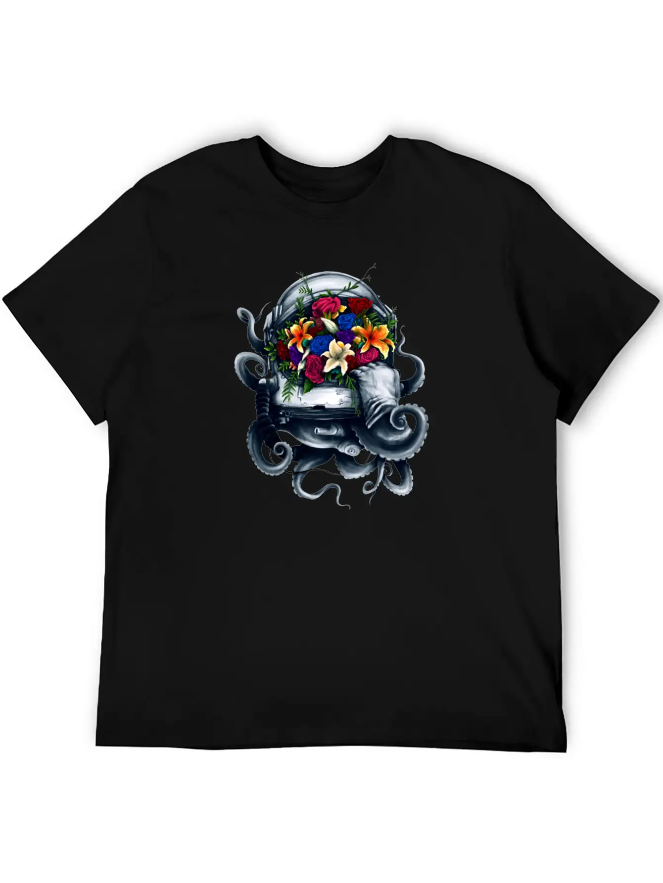 Space Bloom, Space Flower Bloom Unisex Casual T-Shirt – Clean Design For Daily Comfort