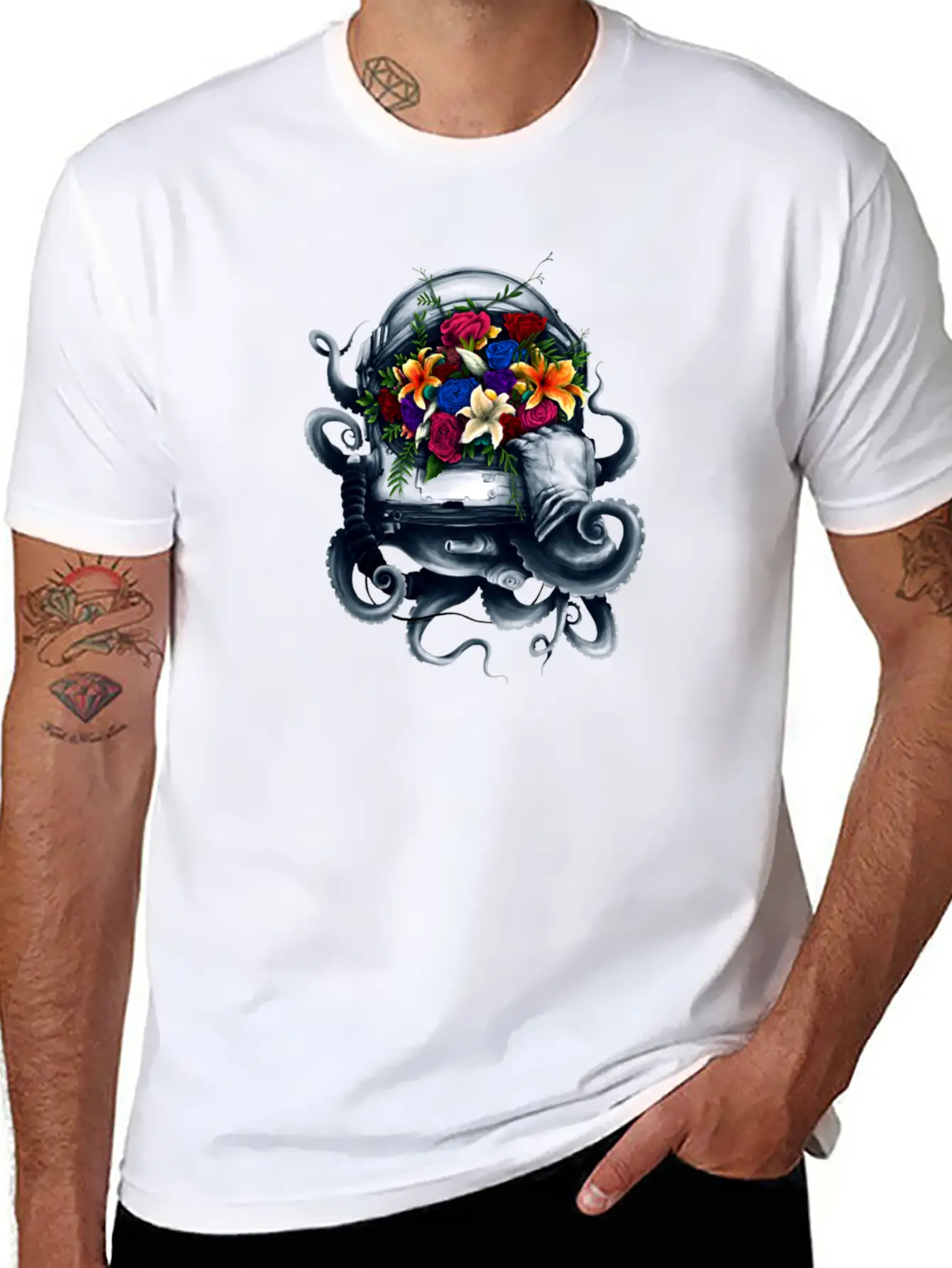Space Bloom, Space Flower Bloom Unisex Casual T-Shirt – Clean Design For Daily Comfort