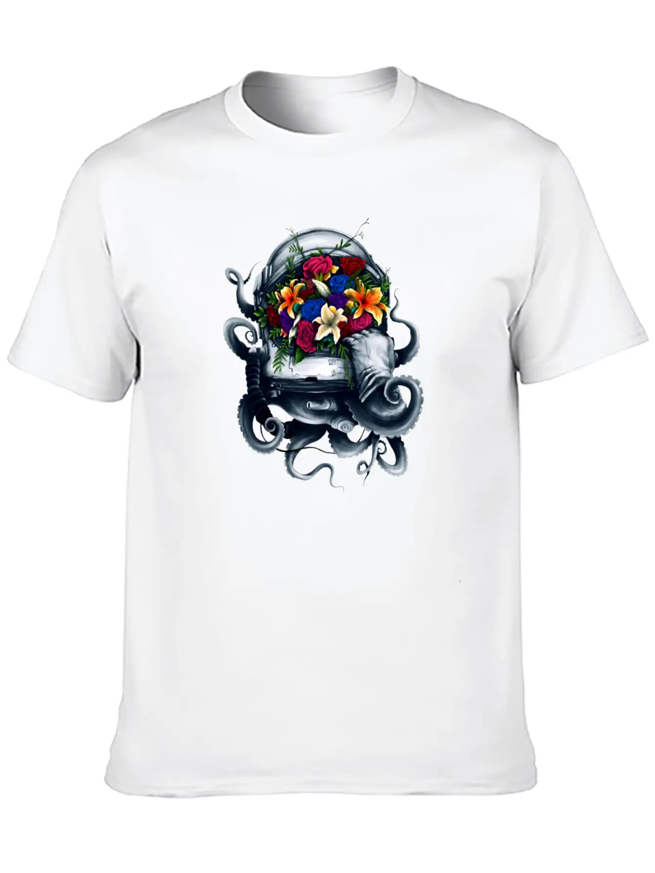 Space Bloom, Space Flower Bloom Unisex Casual T-Shirt – Clean Design For Daily Comfort