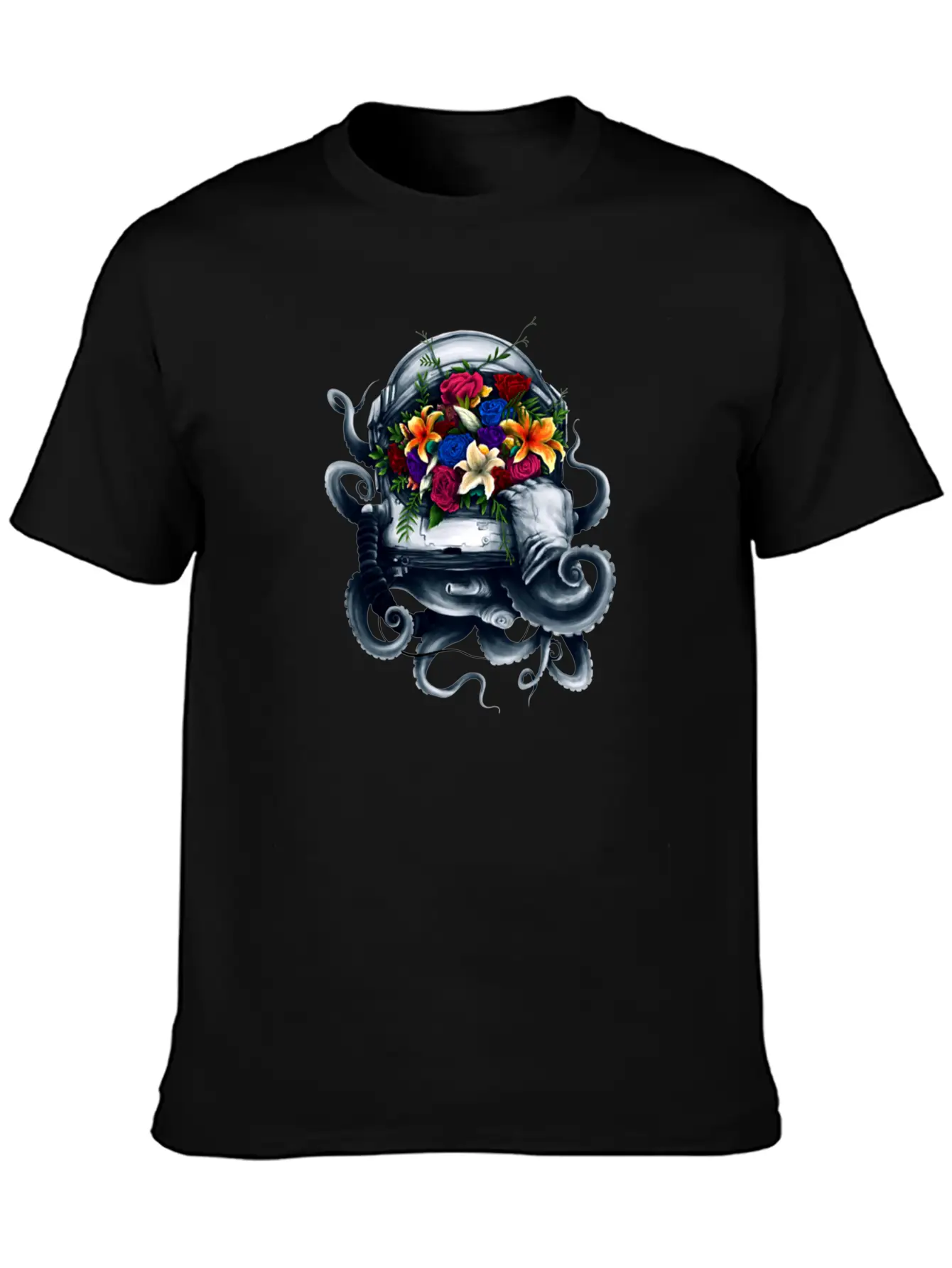 Space Bloom, Space Flower Bloom Unisex Casual T-Shirt – Clean Design For Daily Comfort