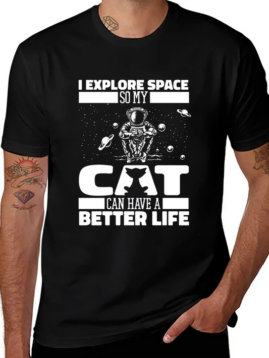 Space Cat Space Colonization Basic Graphic T-Shirt – Daily Comfort In Soft Cotton