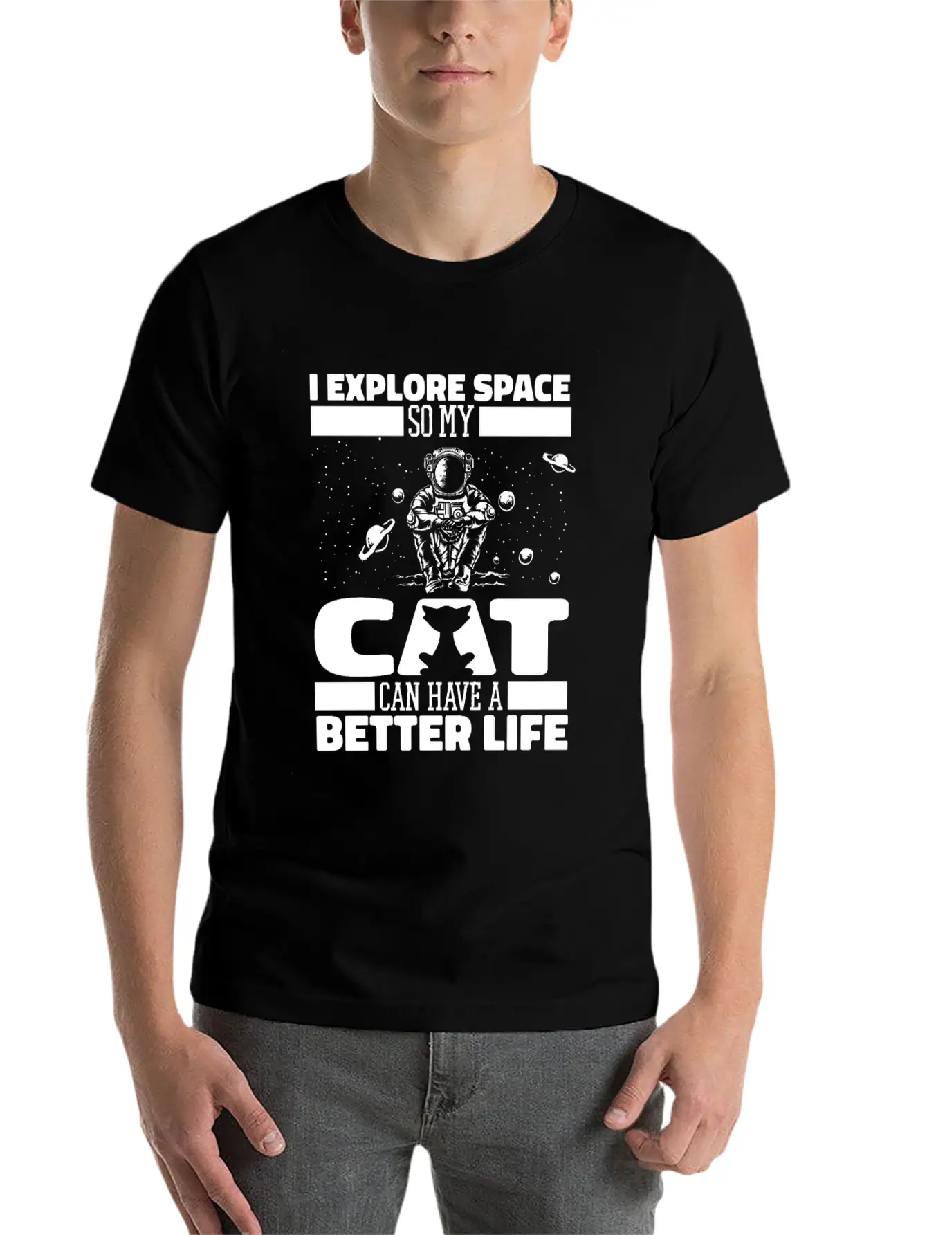 Space Cat Space Colonization Basic Graphic T-Shirt – Daily Comfort In Soft Cotton