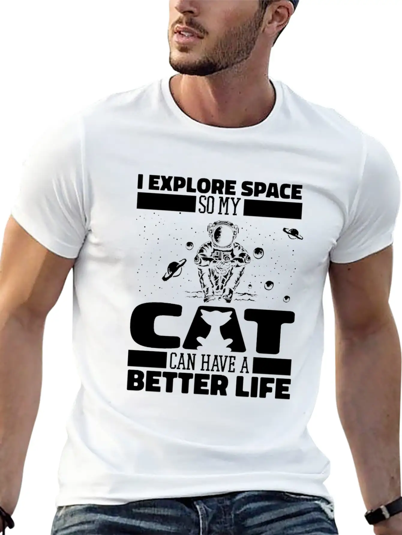 Space Cat Space Colonization Basic Graphic T-Shirt – Daily Comfort In Soft Cotton