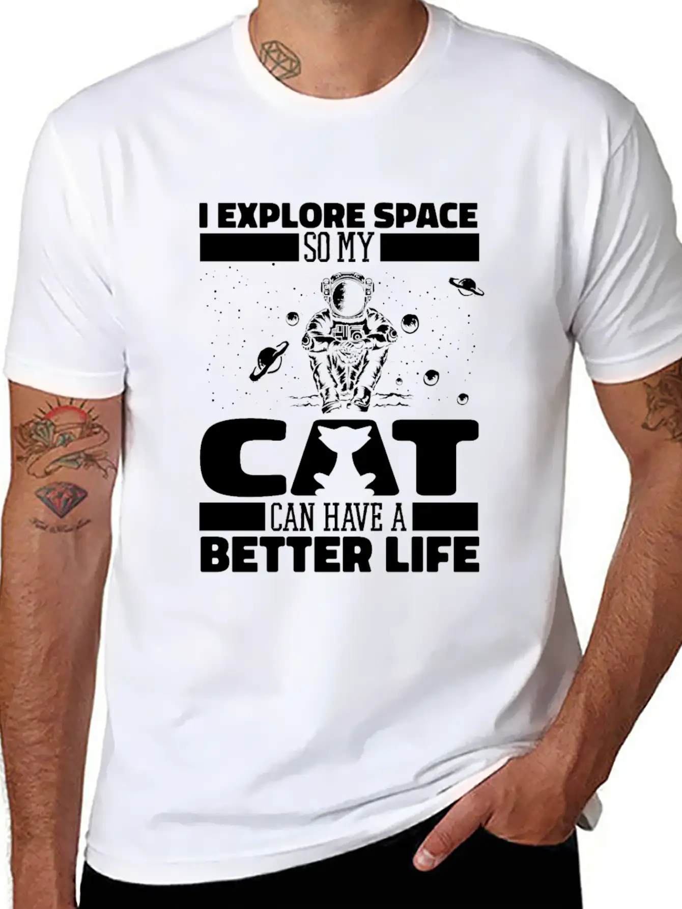 Space Cat Space Colonization Basic Graphic T-Shirt – Daily Comfort In Soft Cotton
