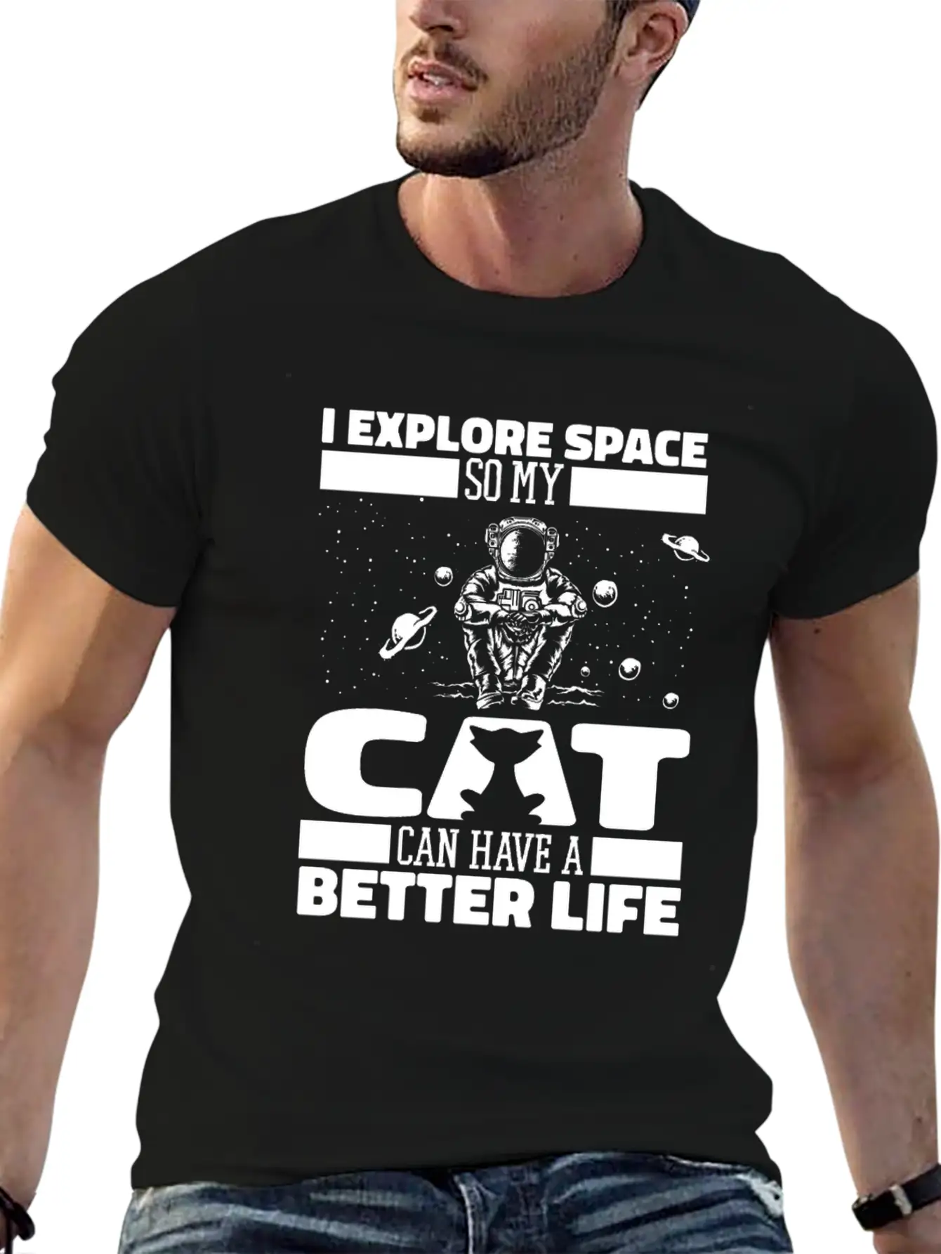 Space Cat Space Colonization Basic Graphic T-Shirt – Daily Comfort In Soft Cotton