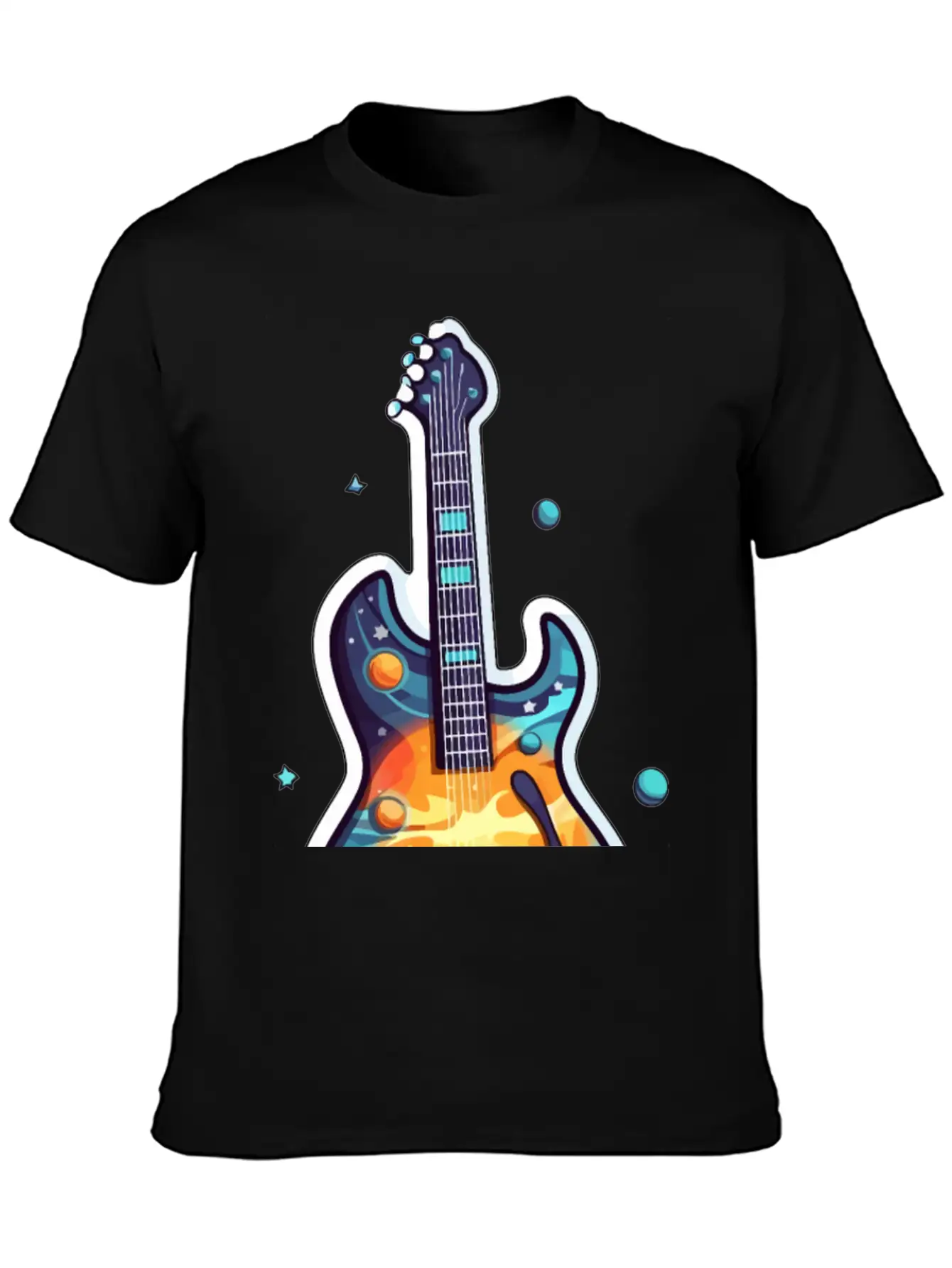 Space-Inspired Instrument, Guitar Comfortable Minimalist Graphic Tee – Summer Style Essential