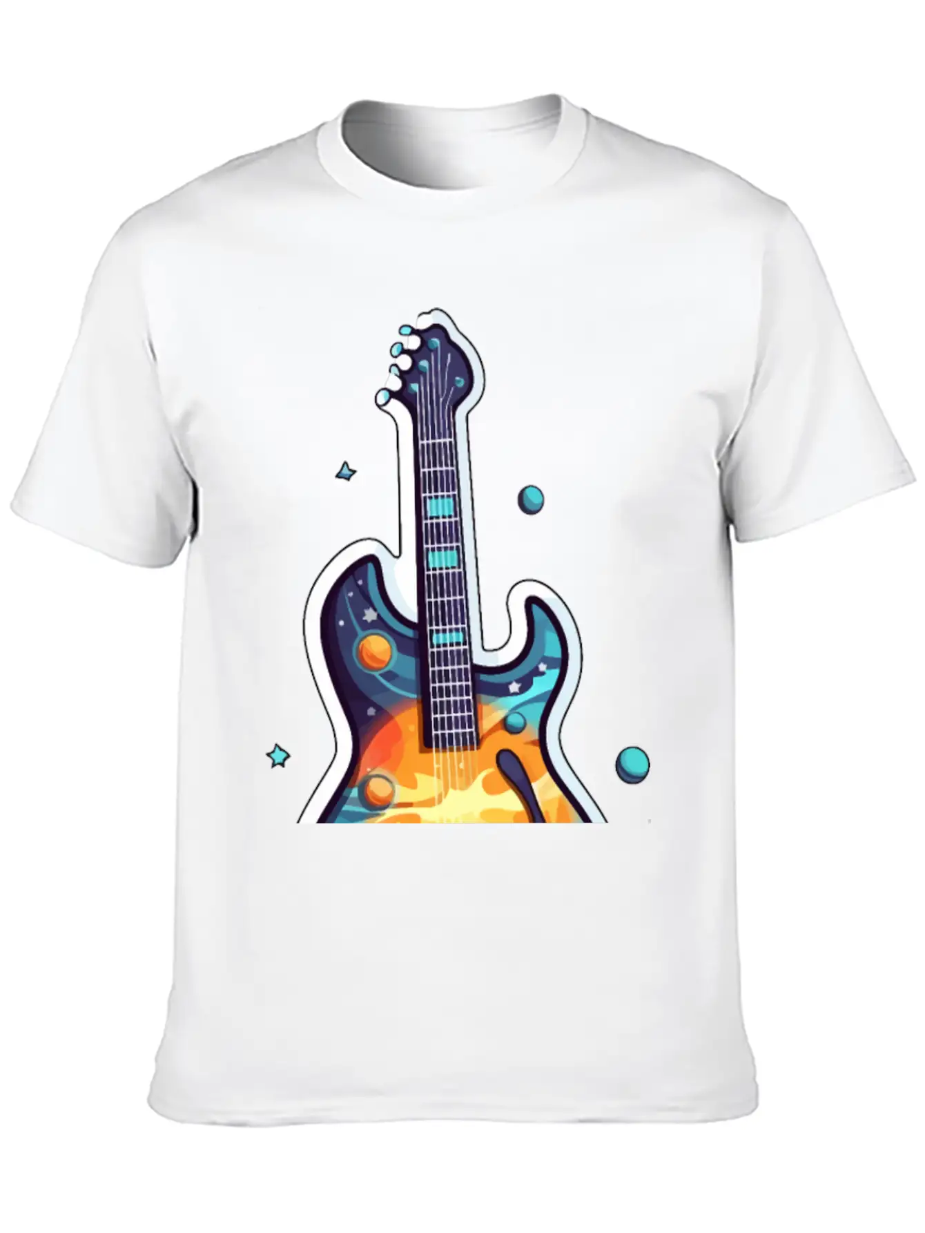 Space-Inspired Instrument, Guitar Comfortable Minimalist Graphic Tee – Summer Style Essential