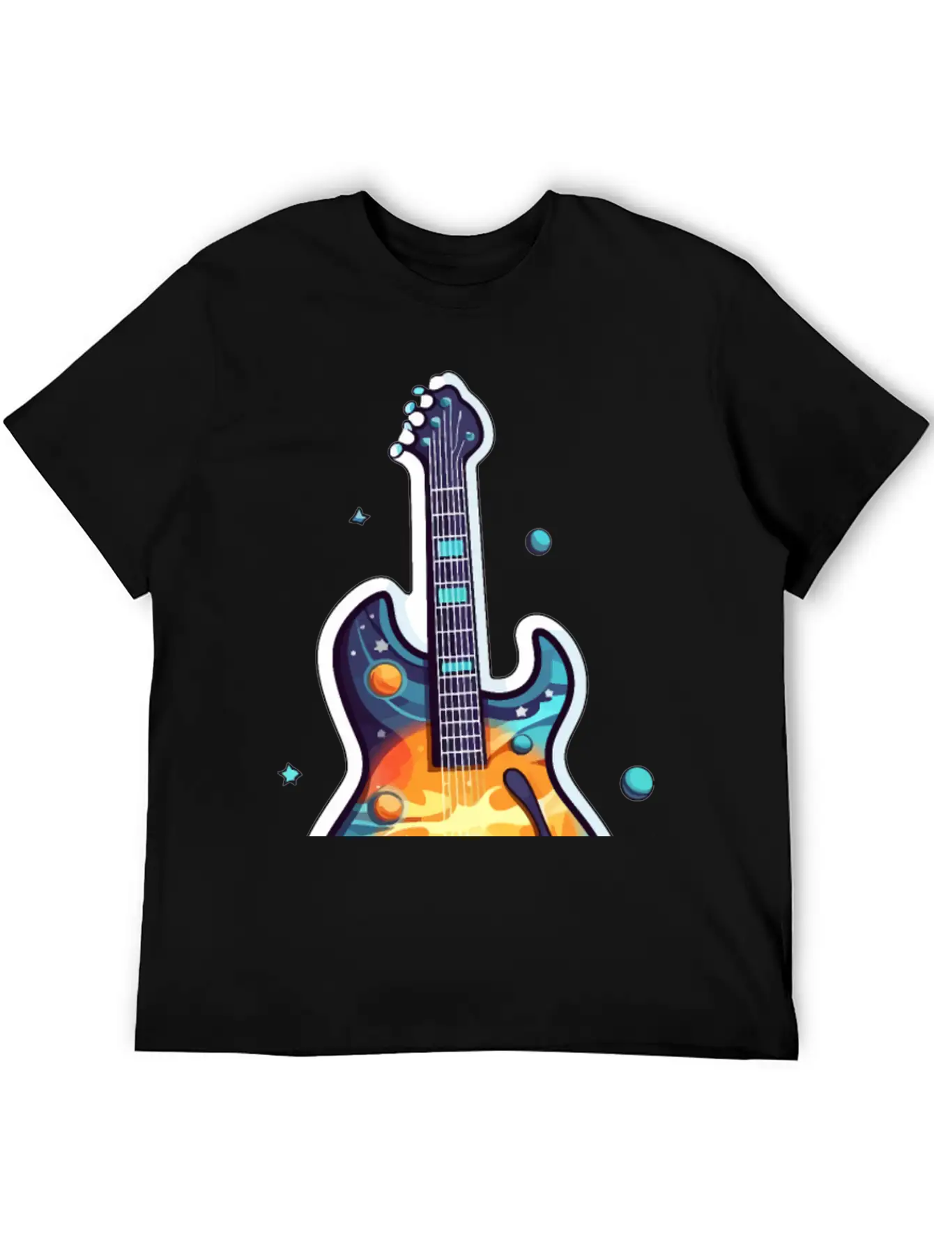 Space-Inspired Instrument, Guitar Comfortable Minimalist Graphic Tee – Summer Style Essential