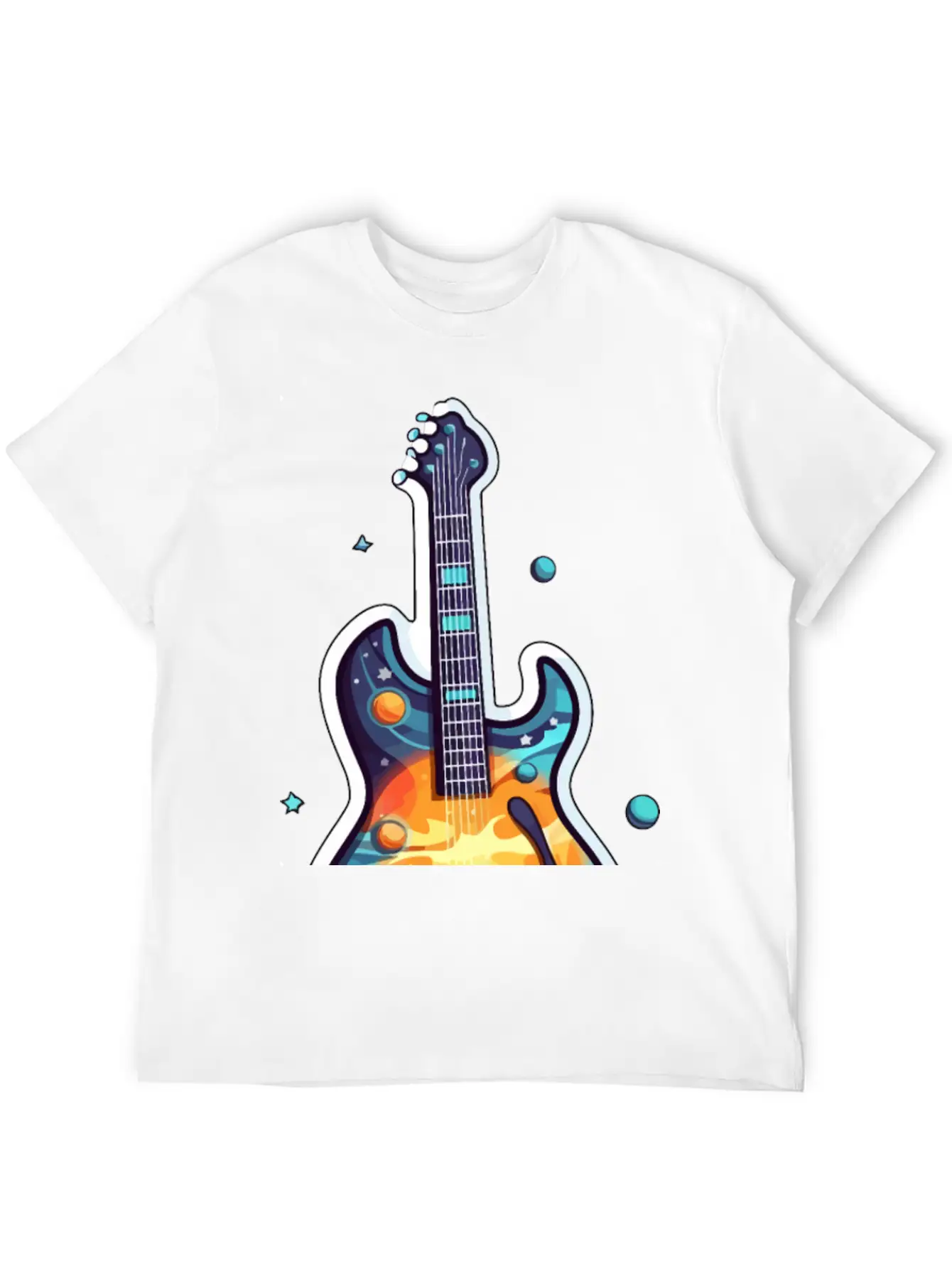 Space-Inspired Instrument, Guitar Comfortable Minimalist Graphic Tee – Summer Style Essential
