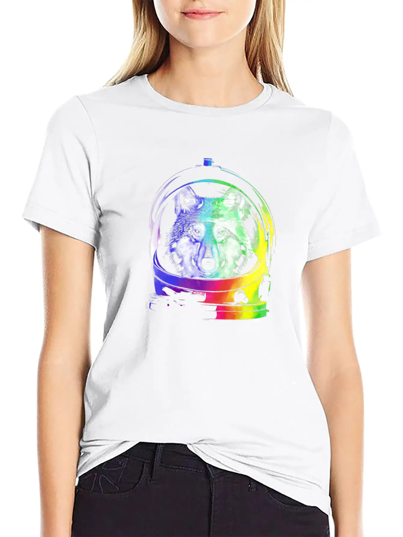 Space Wolf Art Shirt Animal Gift Idea Comfortable Minimalist Graphic Tee – Summer Style Essential