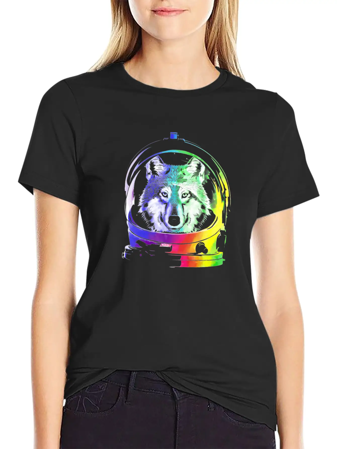Space Wolf Art Shirt Animal Gift Idea Comfortable Minimalist Graphic Tee – Summer Style Essential