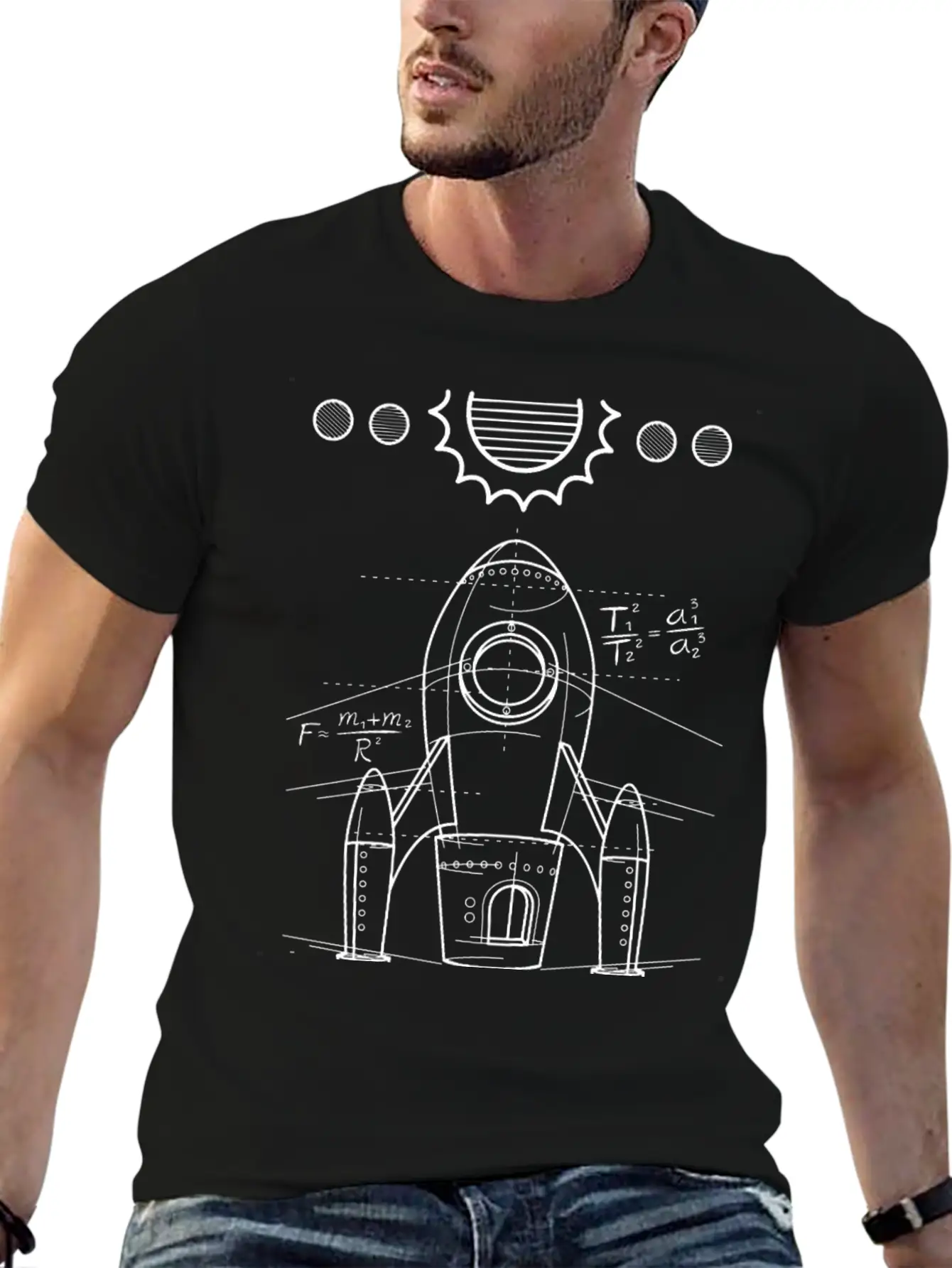 Spaceship Blueprint | Galaxy Space Astronautics Comfortable Minimalist Graphic Tee – Summer Style Essential