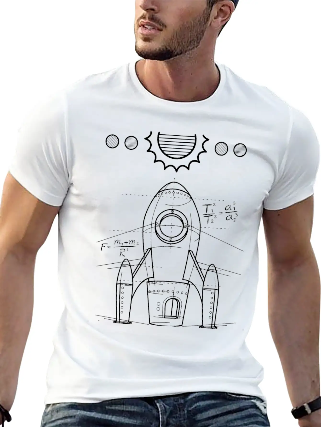 Spaceship Blueprint | Galaxy Space Astronautics Comfortable Minimalist Graphic Tee – Summer Style Essential