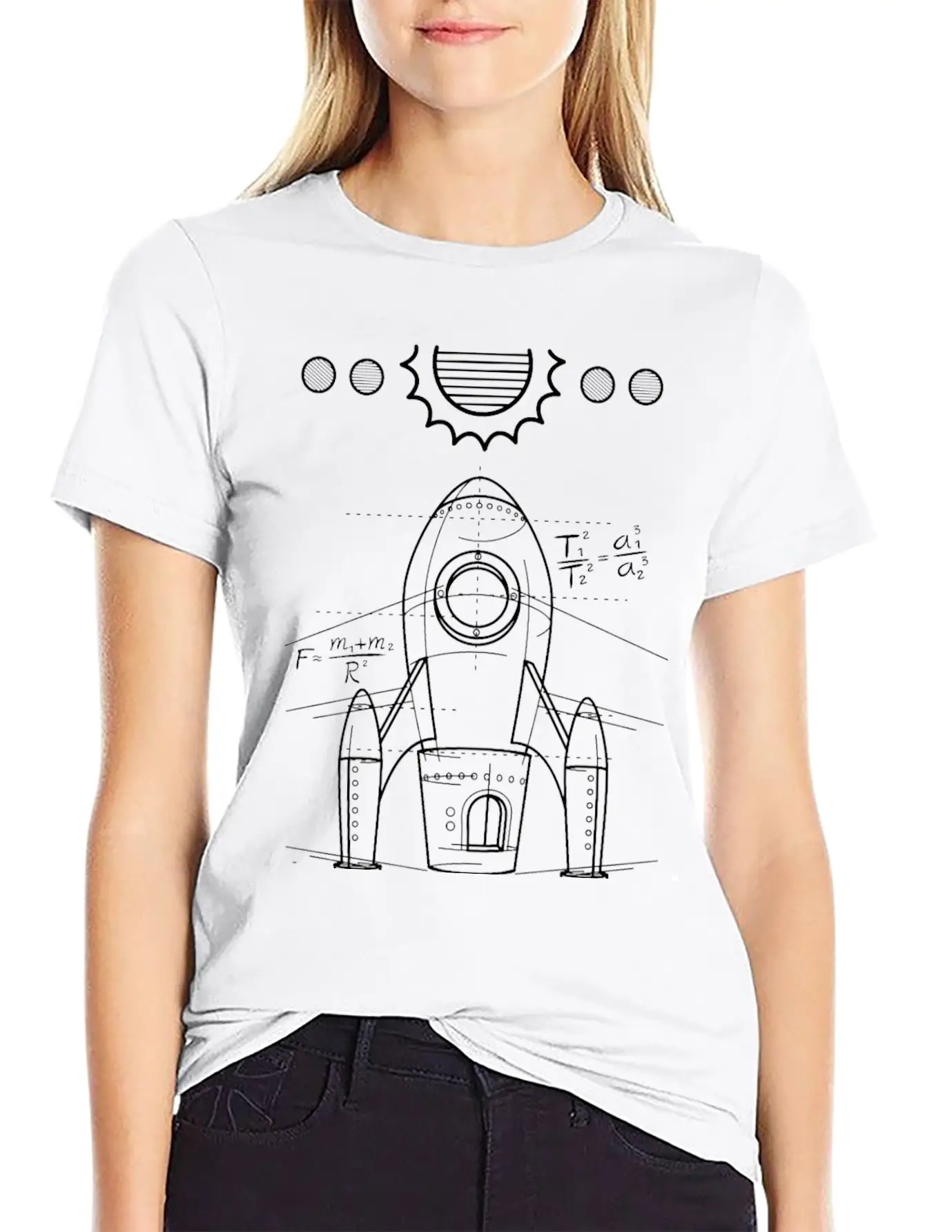 Spaceship Blueprint | Galaxy Space Astronautics Comfortable Minimalist Graphic Tee – Summer Style Essential