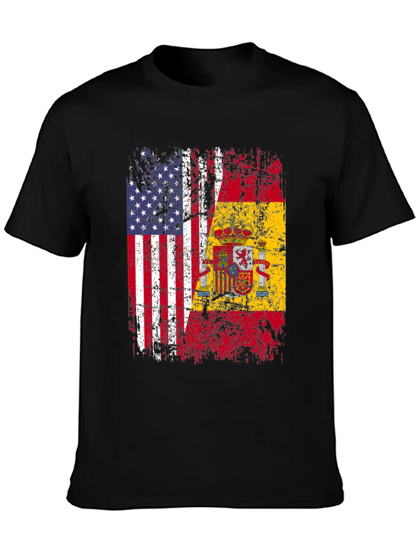 SPANISH ROOTS | American Flag | SPAIN Gift Stylish Everyday T-Shirt – Unisex Basic Cotton Tee