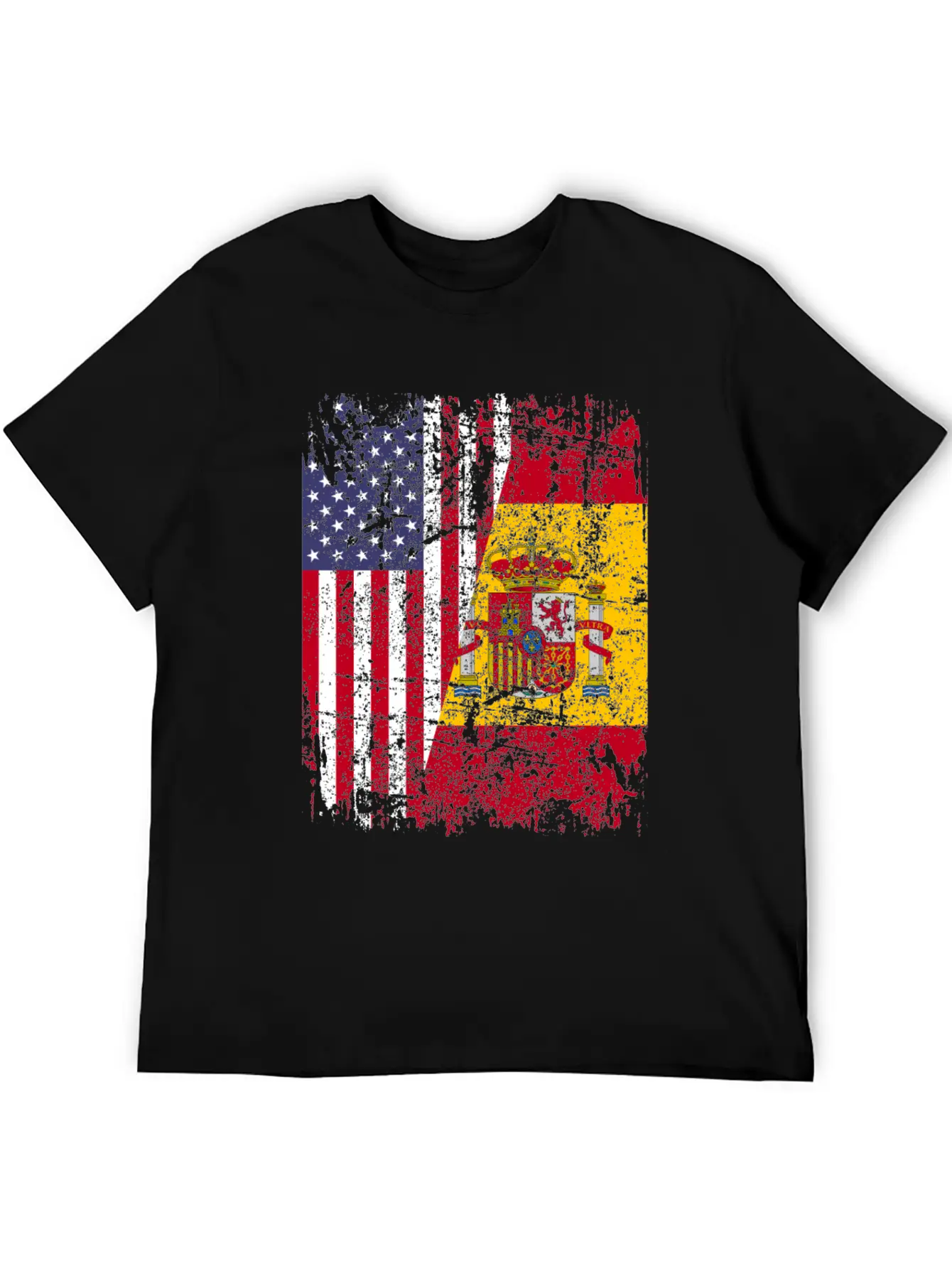 SPANISH ROOTS | American Flag | SPAIN Gift Stylish Everyday T-Shirt – Unisex Basic Cotton Tee