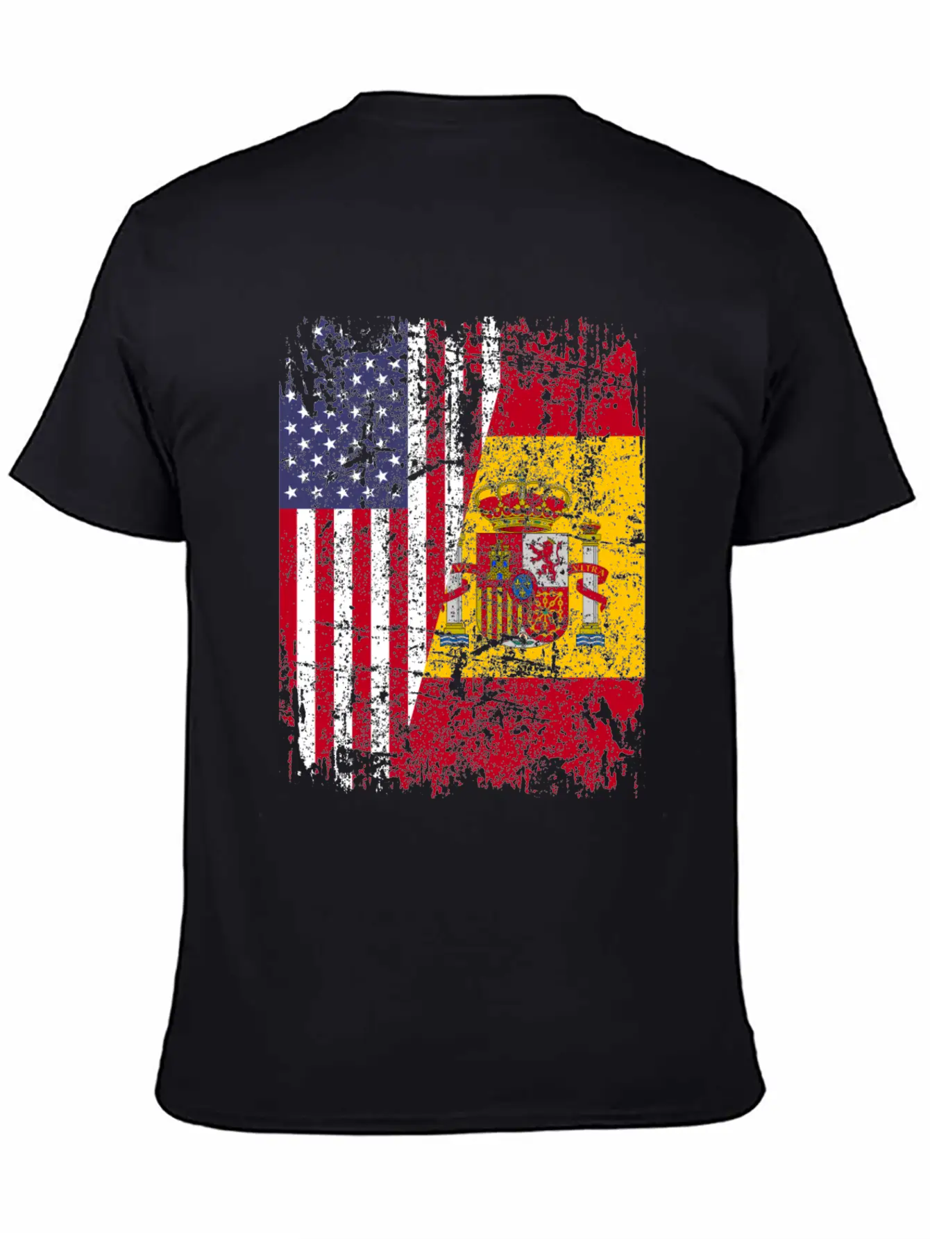 SPANISH ROOTS | American Flag | SPAIN Gift Stylish Everyday T-Shirt – Unisex Basic Cotton Tee