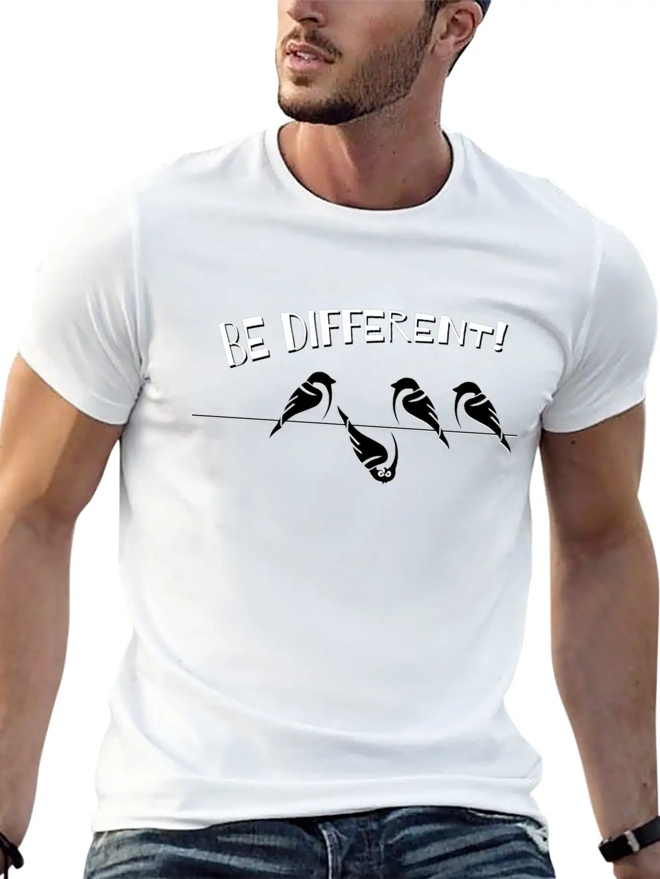 Sparrow Be Different Funny Cool Individuality Gift Essential Unisex Summer Tee – Soft Cotton Casual Fit