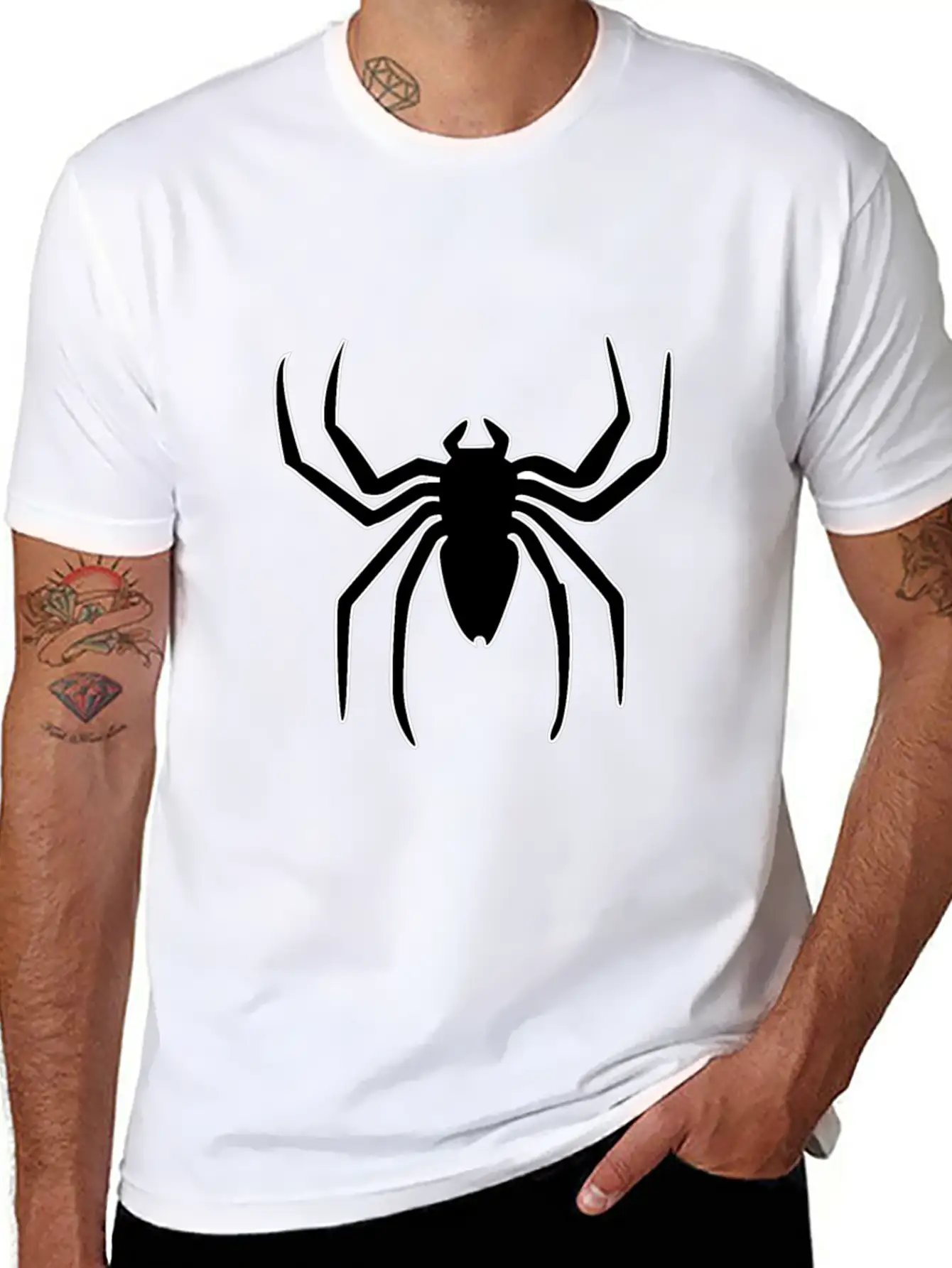 Spider Silhouette Man Logo Hero Gift Idea Unisex Short Sleeve Soft Cotton T-Shirt – Casual Everyday Wear