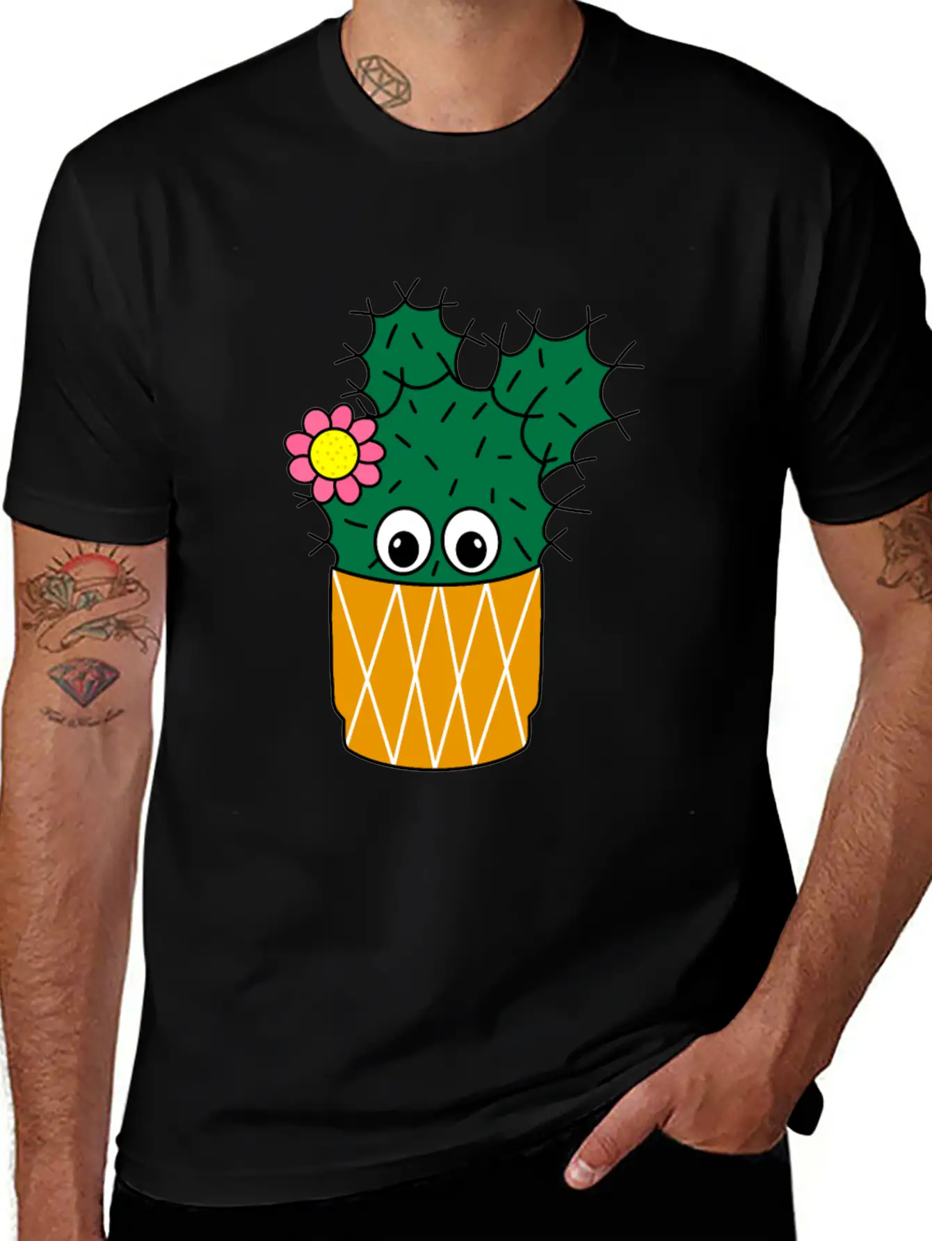Spiky Cactus With Cute Flower Essential Unisex Summer Tee – Soft Cotton Casual Fit