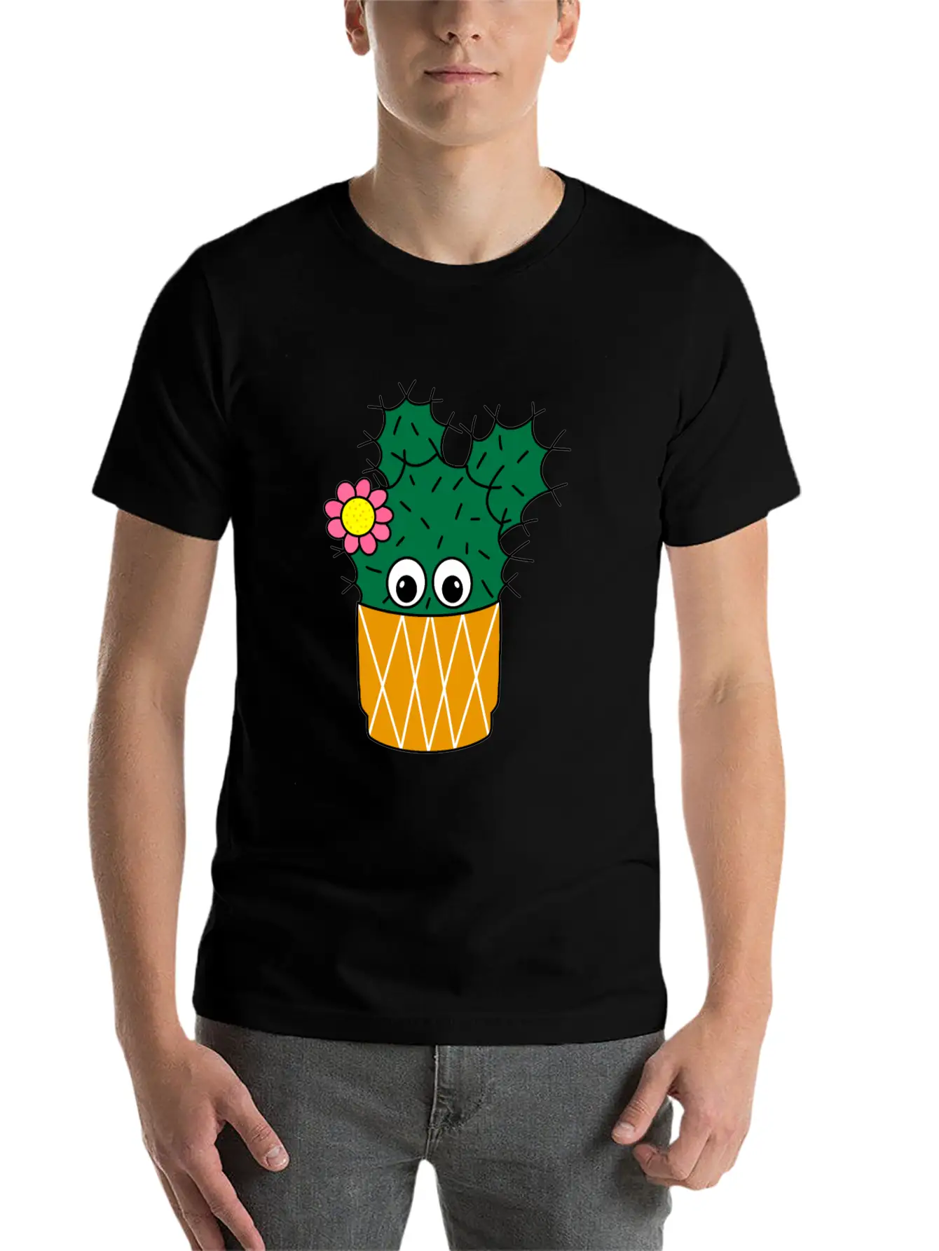 Spiky Cactus With Cute Flower Essential Unisex Summer Tee – Soft Cotton Casual Fit