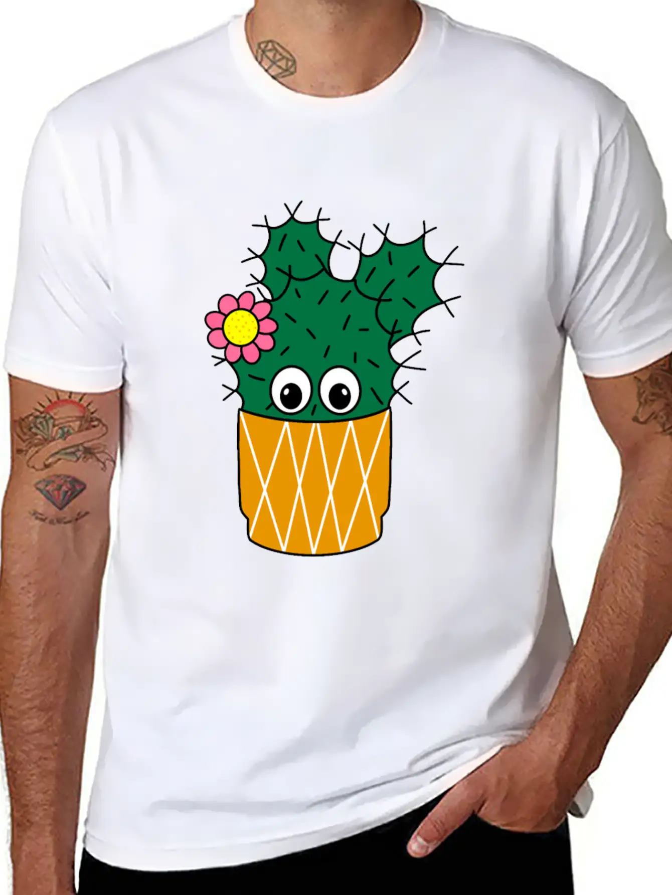 Spiky Cactus With Cute Flower Essential Unisex Summer Tee – Soft Cotton Casual Fit