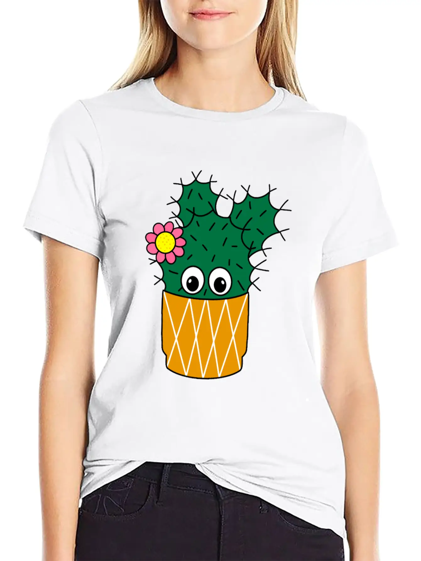 Spiky Cactus With Cute Flower Essential Unisex Summer Tee – Soft Cotton Casual Fit