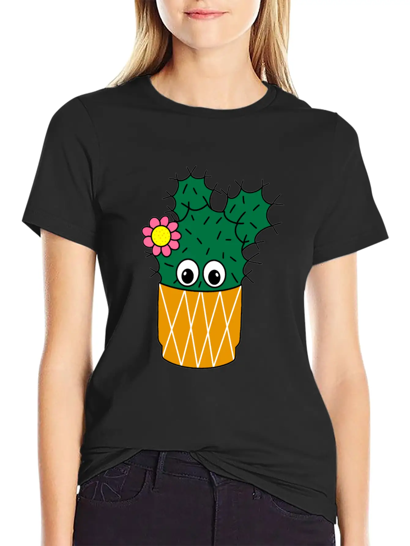 Spiky Cactus With Cute Flower Essential Unisex Summer Tee – Soft Cotton Casual Fit