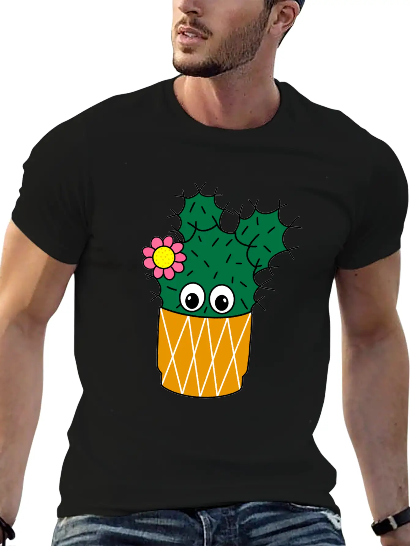 Spiky Cactus With Cute Flower Essential Unisex Summer Tee – Soft Cotton Casual Fit