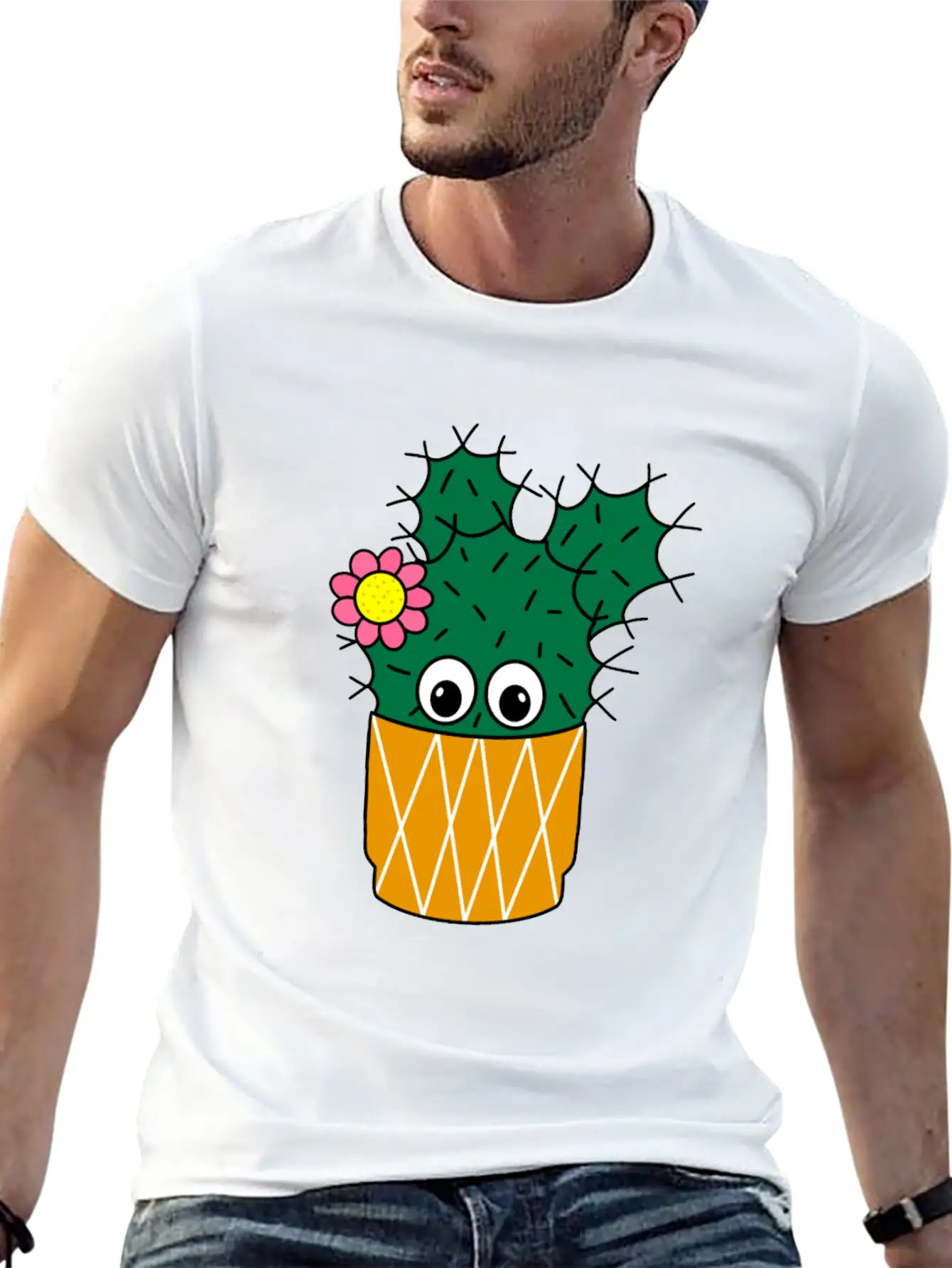 Spiky Cactus With Cute Flower Essential Unisex Summer Tee – Soft Cotton Casual Fit