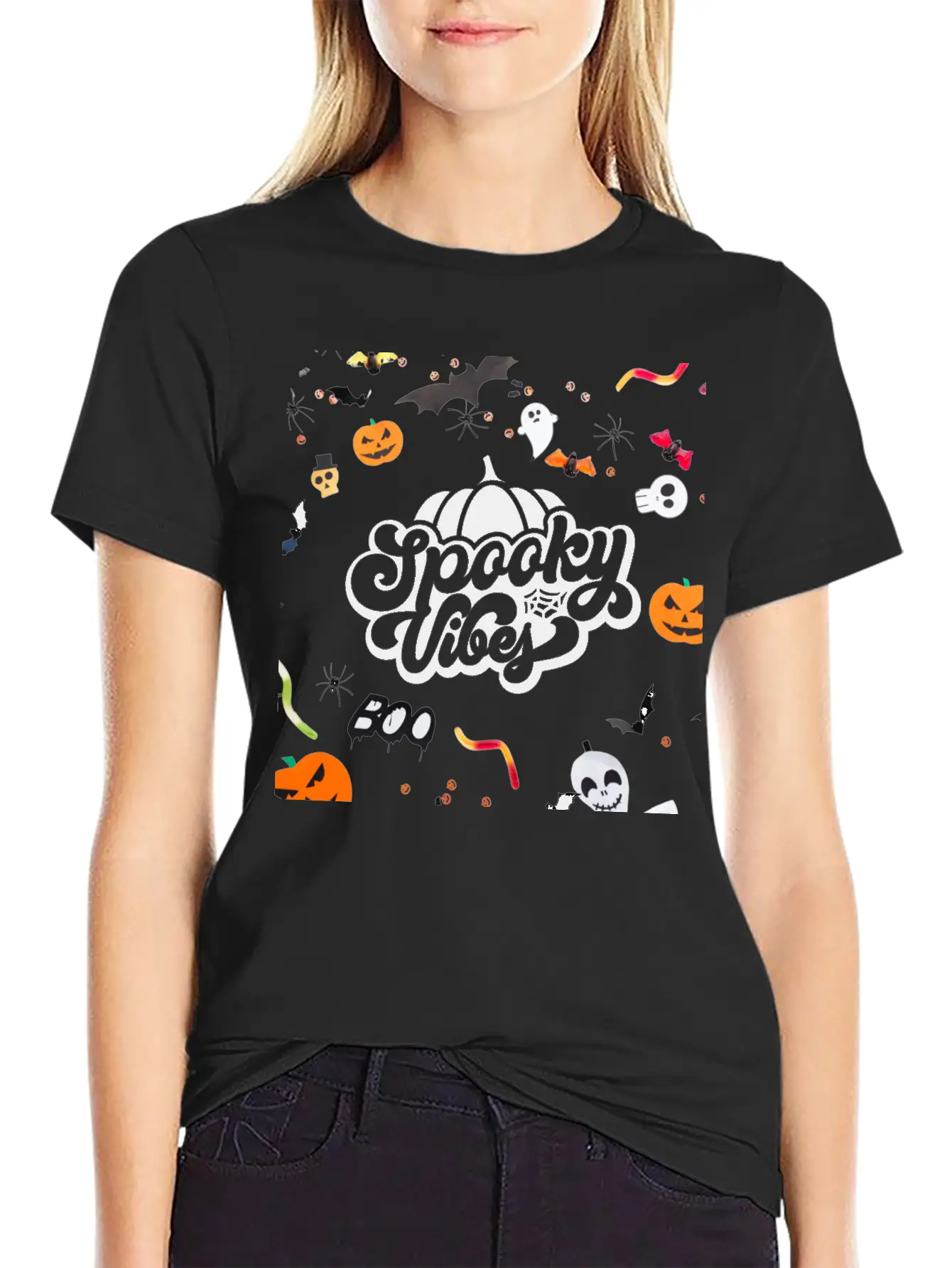 Spooky Vibes Halloween Time Essential Unisex Summer Tee – Soft Cotton Casual Fit