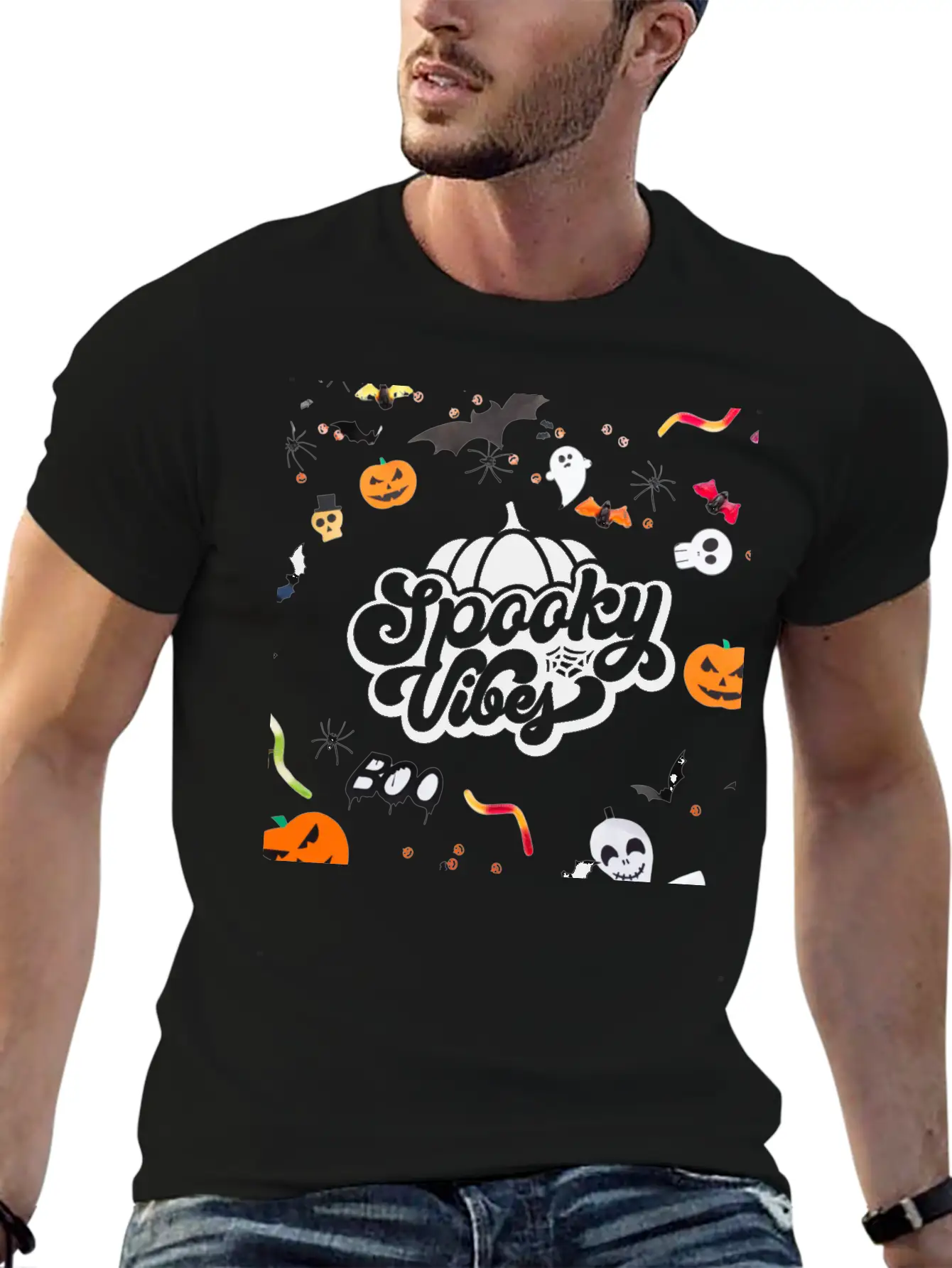 Spooky Vibes Halloween Time Essential Unisex Summer Tee – Soft Cotton Casual Fit