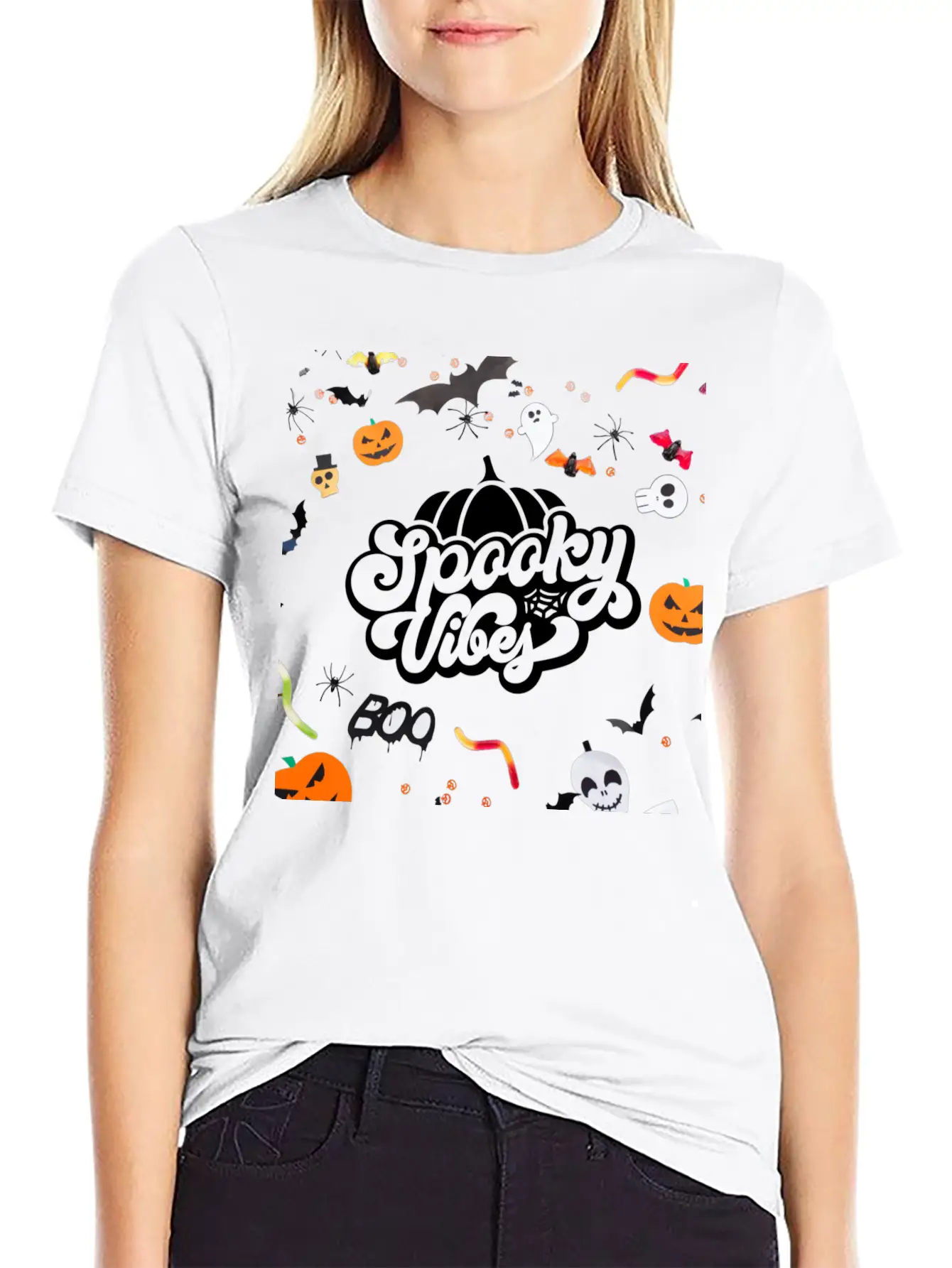 Spooky Vibes Halloween Time Essential Unisex Summer Tee – Soft Cotton Casual Fit