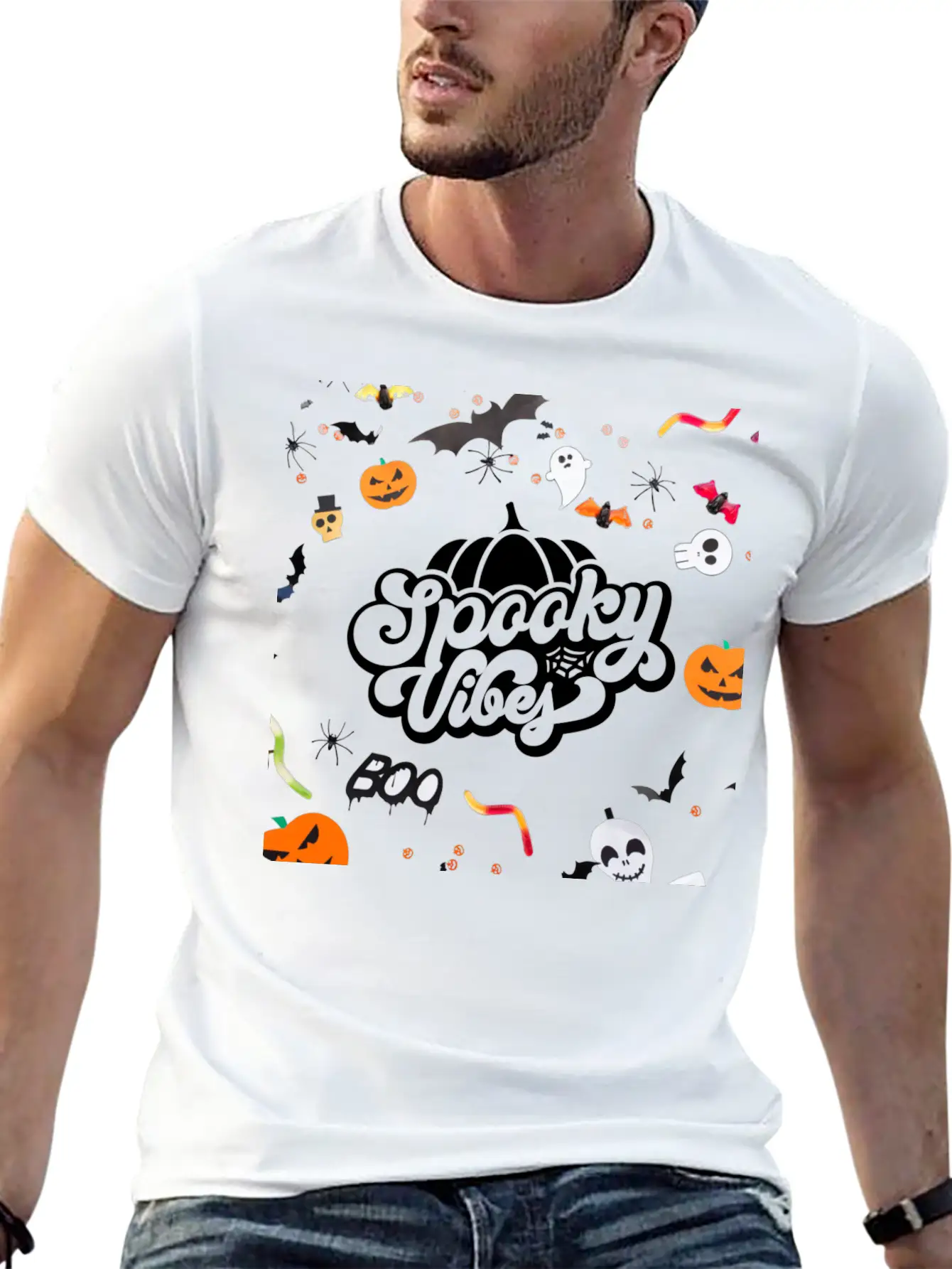 Spooky Vibes Halloween Time Essential Unisex Summer Tee – Soft Cotton Casual Fit