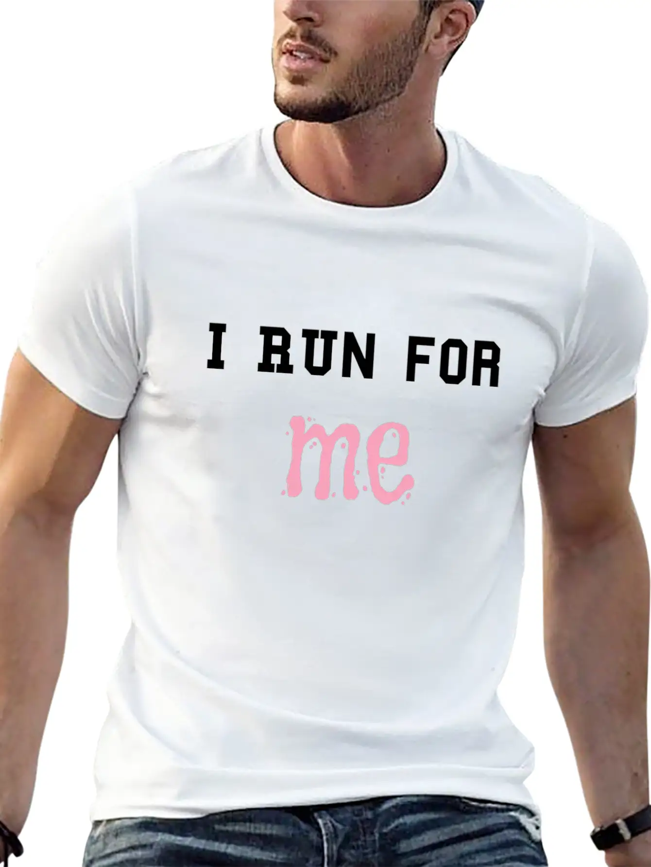 Spory T-shirt With "I Run For Me" Quote Timeless Short Sleeve Tee – Comfy And Minimalist Design