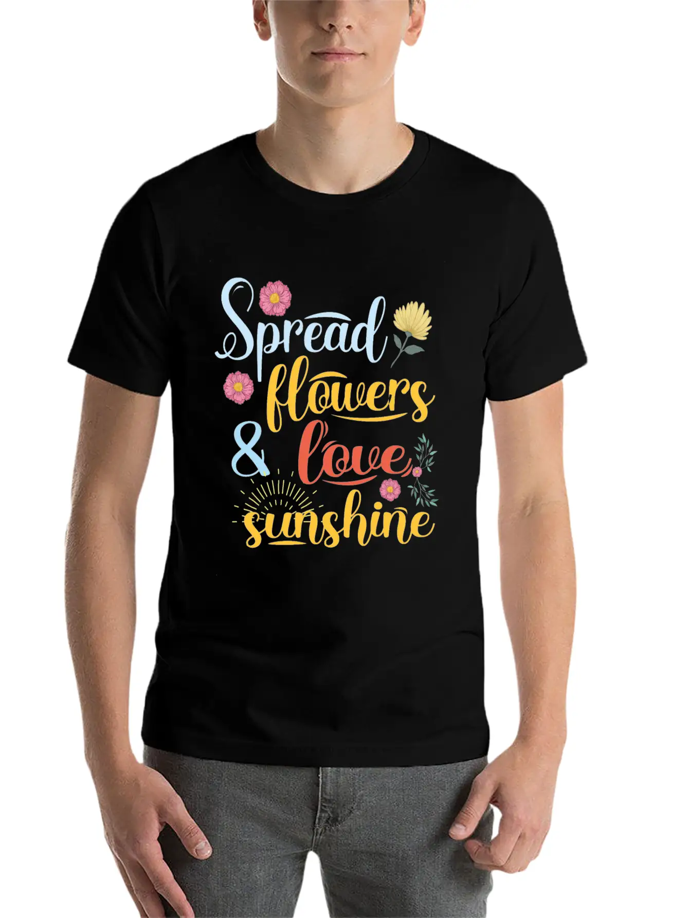 Spread Flowers Flowers And Love Basic Graphic T-Shirt – Daily Comfort In Soft Cotton