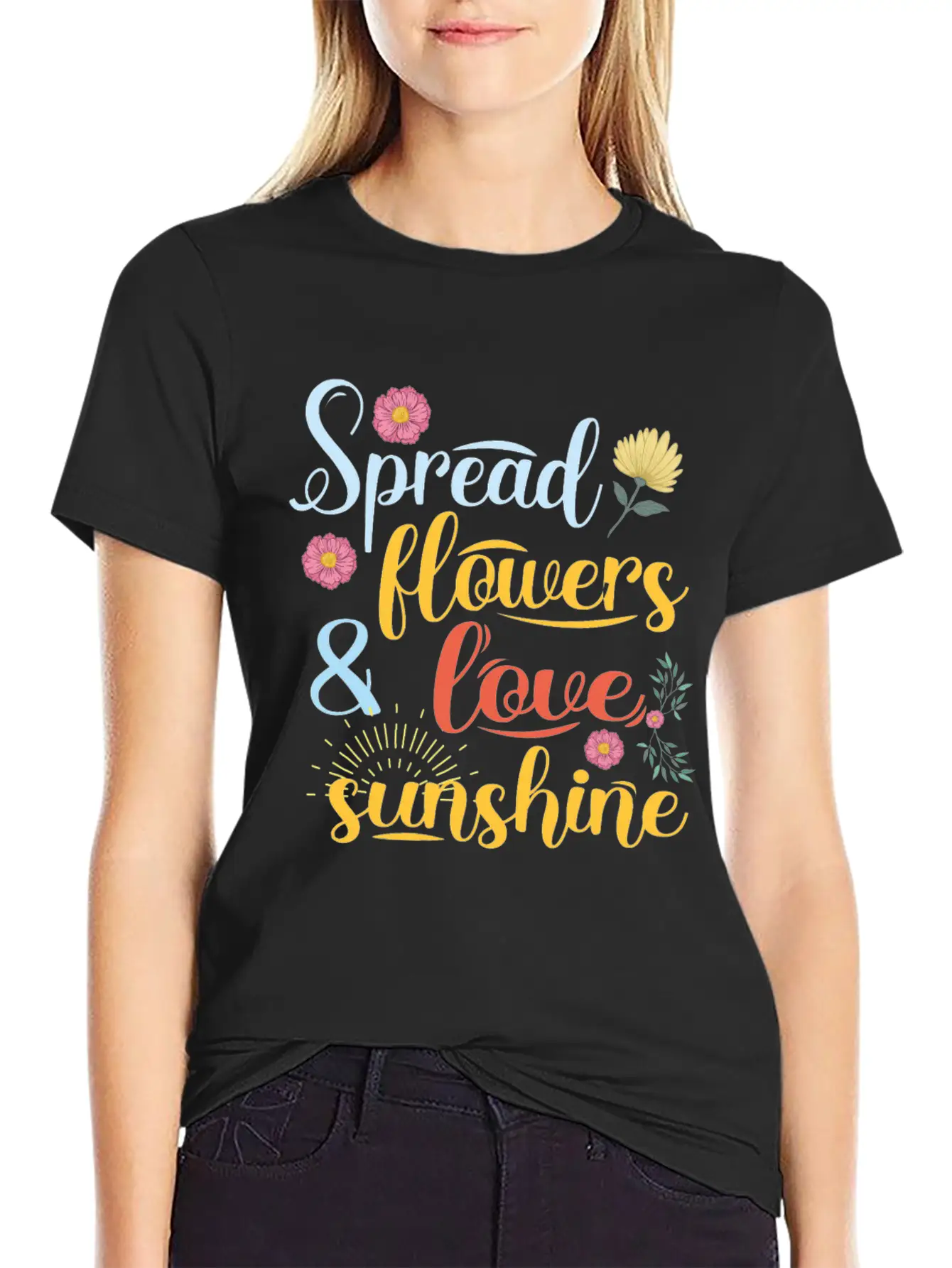 Spread Flowers Flowers And Love Basic Graphic T-Shirt – Daily Comfort In Soft Cotton