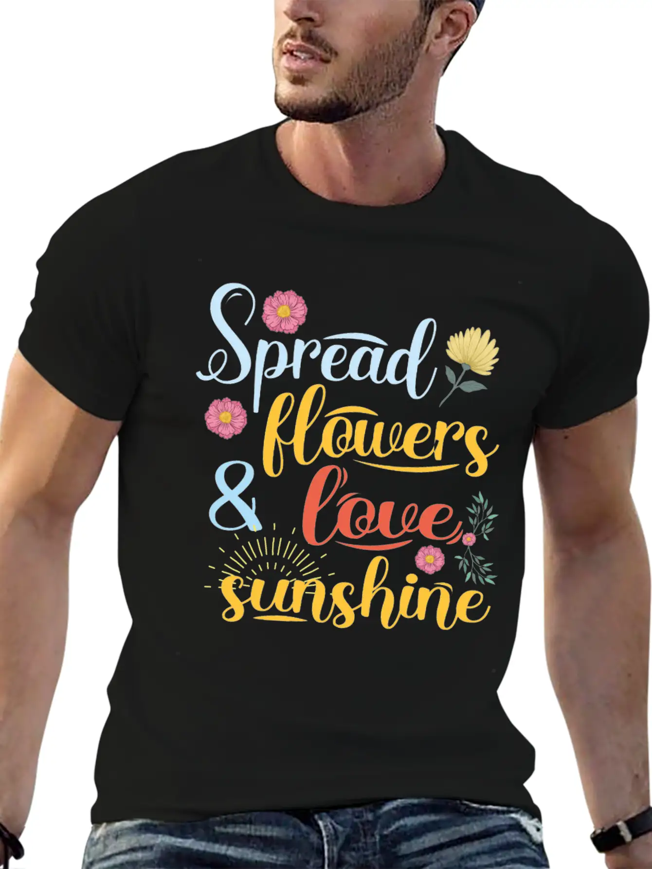 Spread Flowers Flowers And Love Basic Graphic T-Shirt – Daily Comfort In Soft Cotton