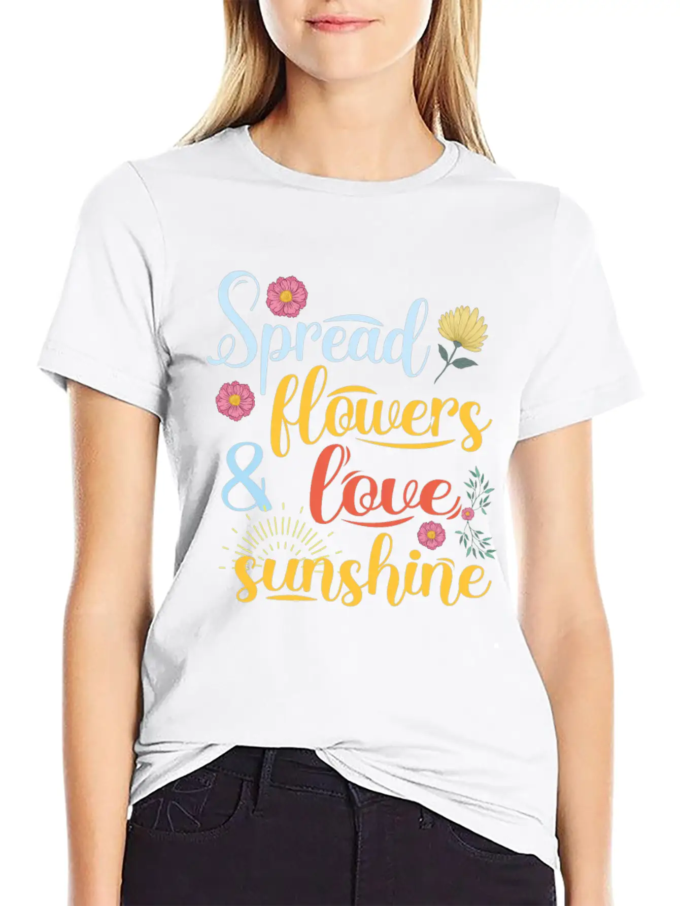 Spread Flowers Flowers And Love Basic Graphic T-Shirt – Daily Comfort In Soft Cotton