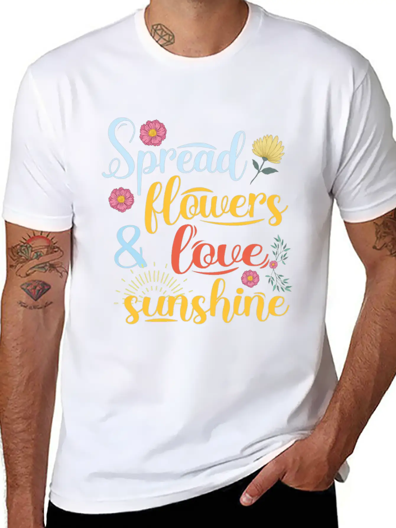 Spread Flowers Flowers And Love Basic Graphic T-Shirt – Daily Comfort In Soft Cotton
