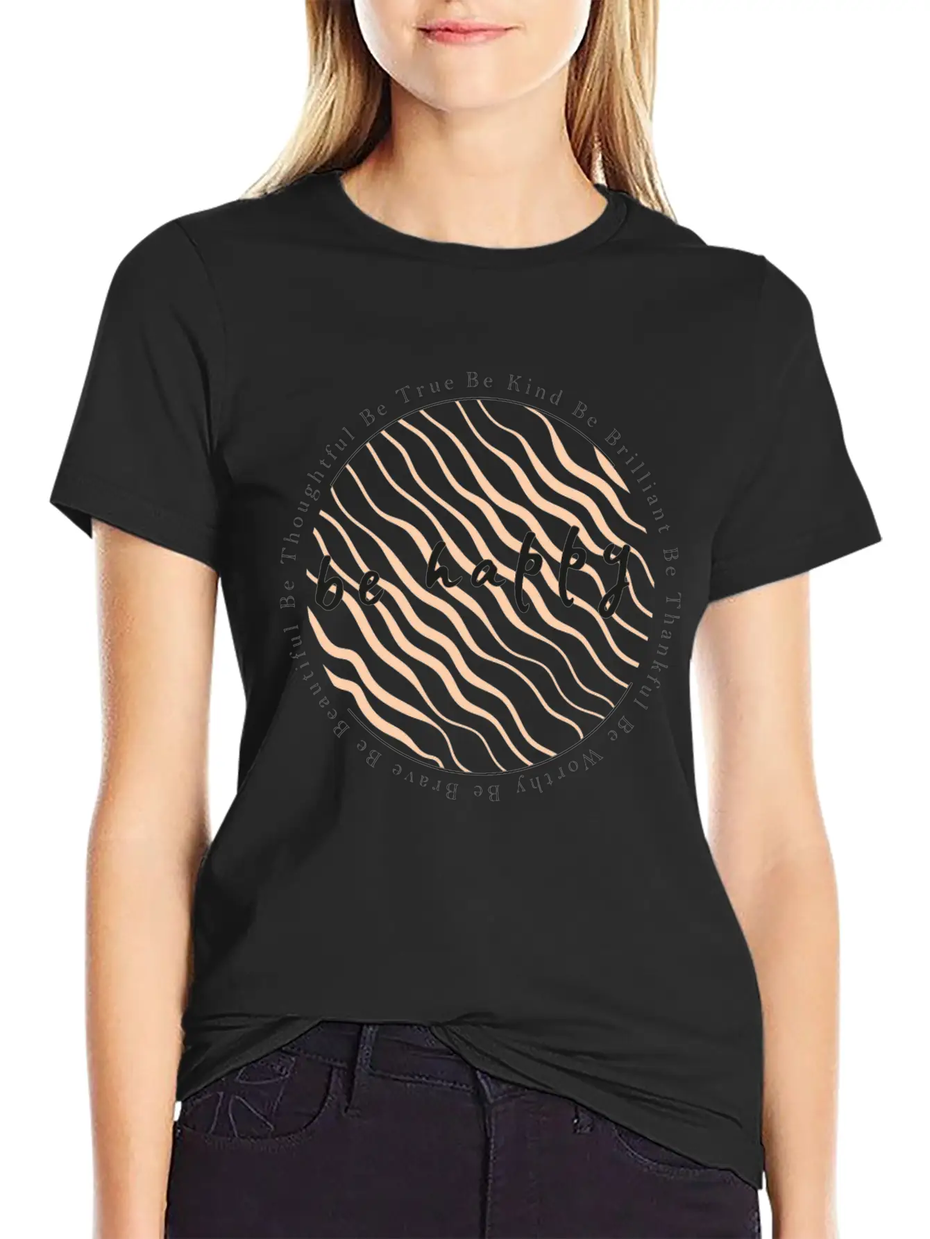 Spread Love And Positive Energy Be Brave Be Happy Timeless Short Sleeve Tee – Comfy And Minimalist Design