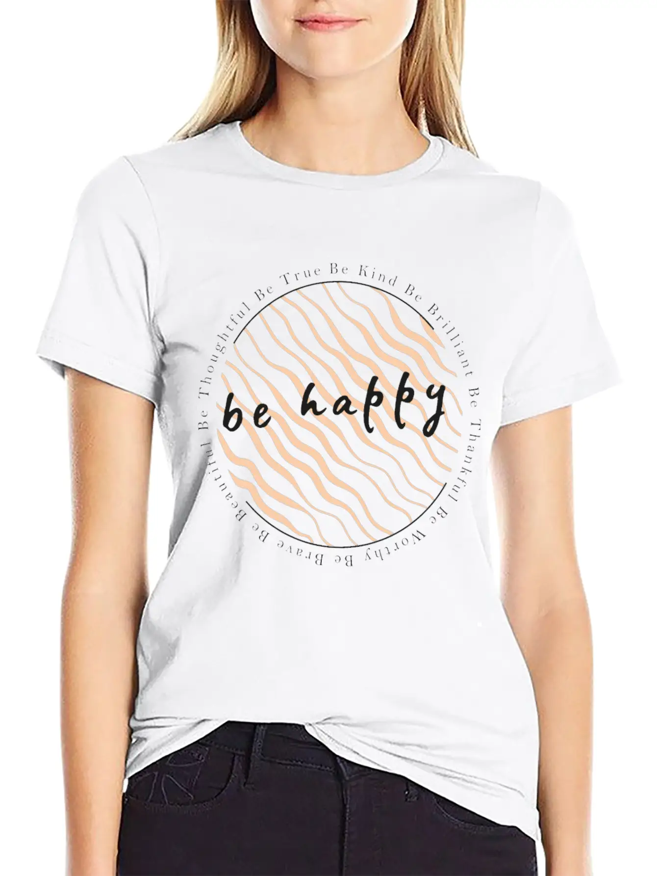 Spread Love And Positive Energy Be Brave Be Happy Timeless Short Sleeve Tee – Comfy And Minimalist Design