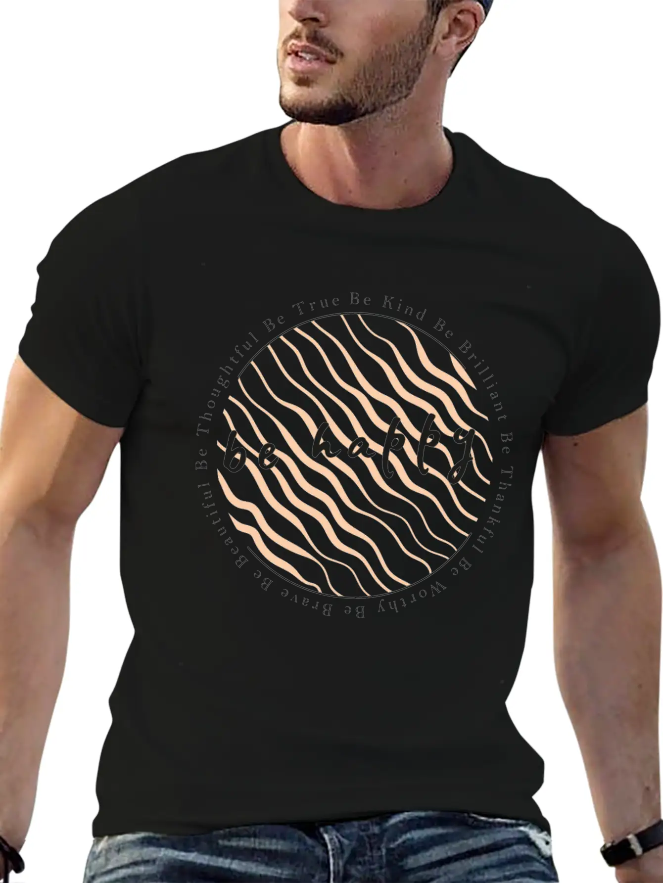 Spread Love And Positive Energy Be Brave Be Happy Timeless Short Sleeve Tee – Comfy And Minimalist Design