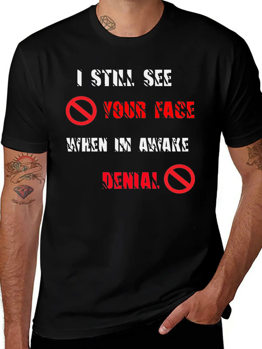 SPREADSHOP DENIAL Lyrics Copy Comfortable Minimalist Graphic Tee – Summer Style Essential