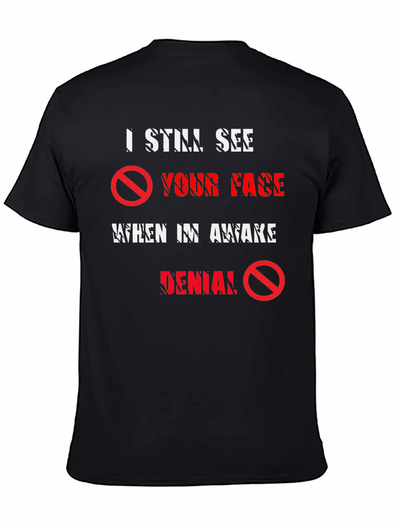 SPREADSHOP DENIAL Lyrics Copy Comfortable Minimalist Graphic Tee – Summer Style Essential