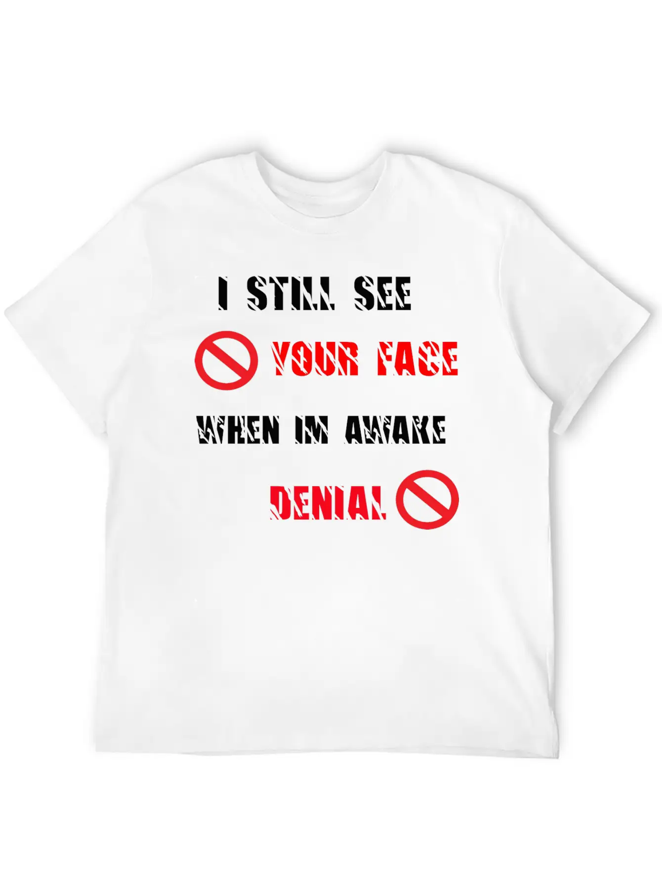 SPREADSHOP DENIAL Lyrics Copy Comfortable Minimalist Graphic Tee – Summer Style Essential