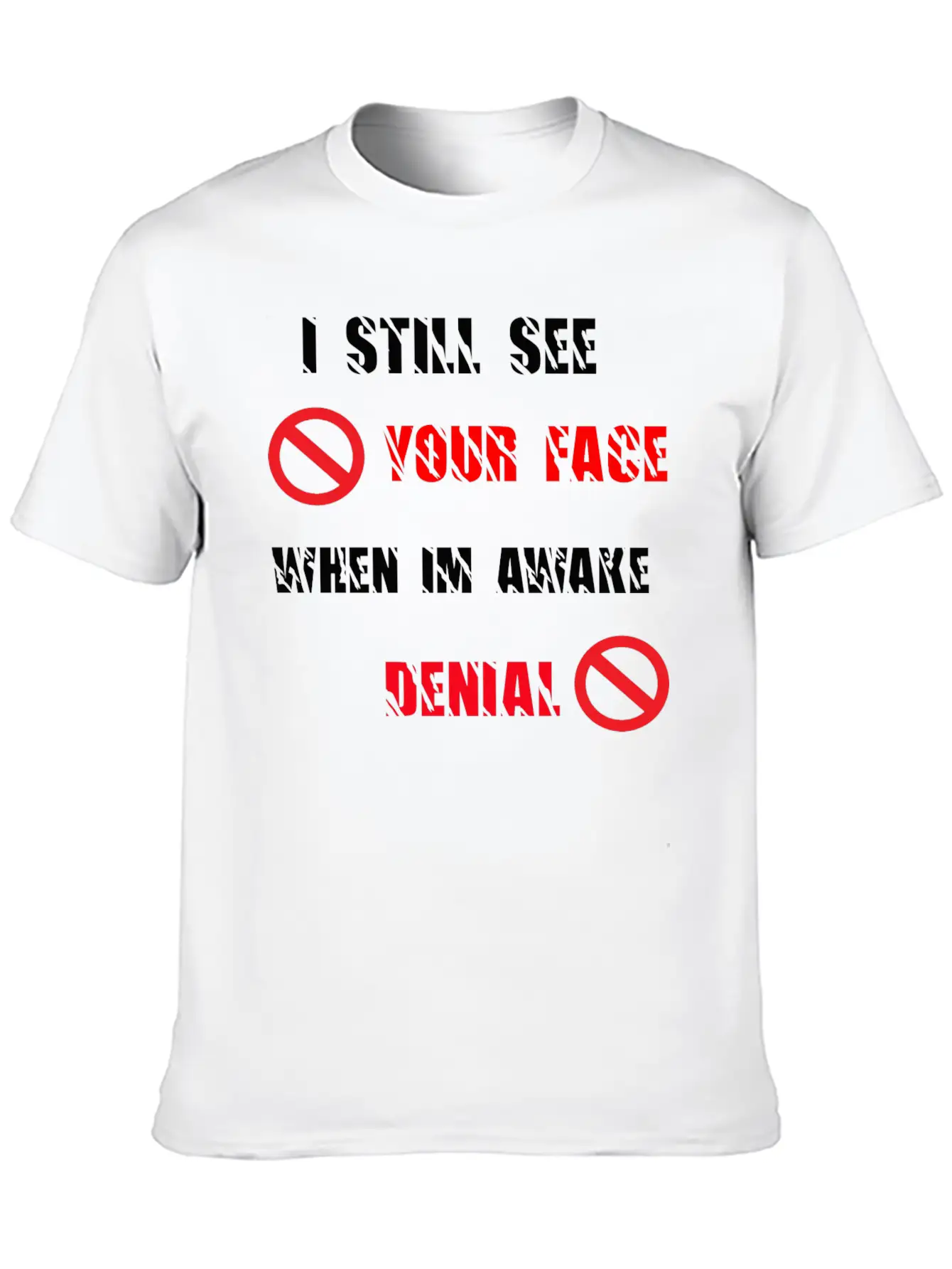 SPREADSHOP DENIAL Lyrics Copy Comfortable Minimalist Graphic Tee – Summer Style Essential