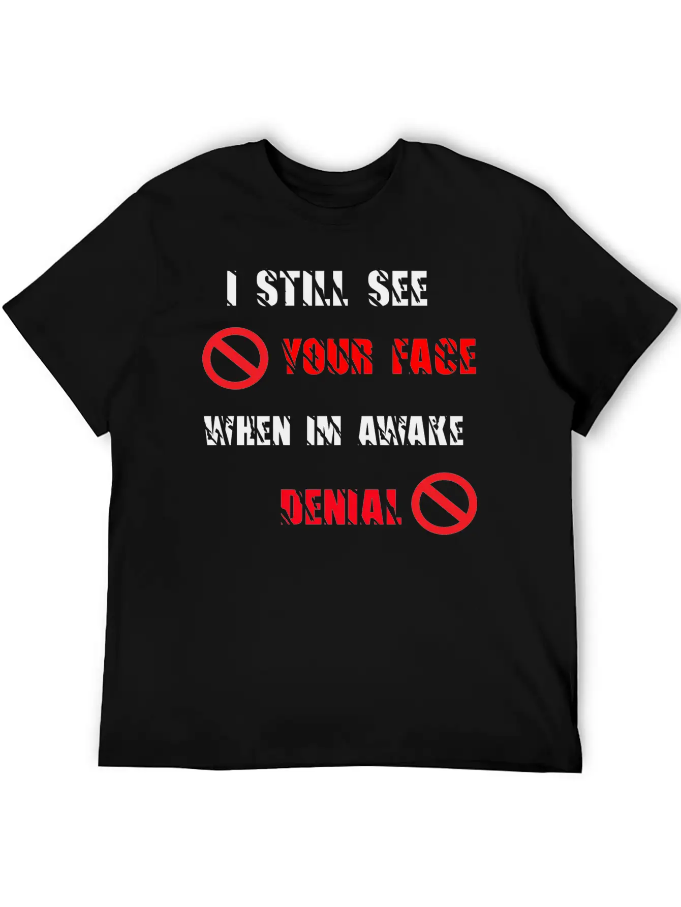 SPREADSHOP DENIAL Lyrics Copy Comfortable Minimalist Graphic Tee – Summer Style Essential